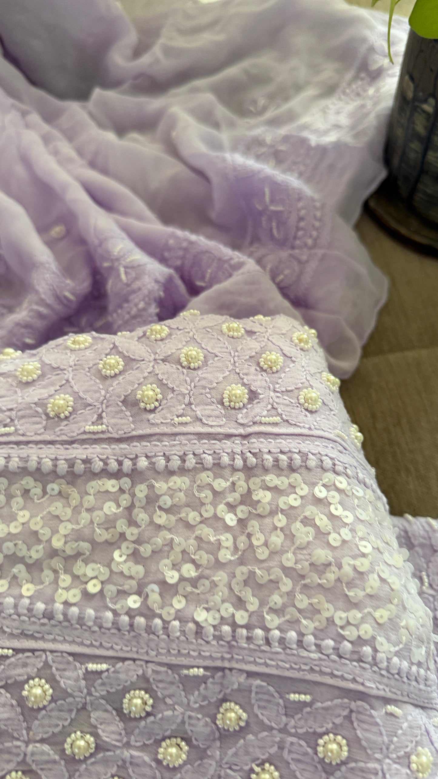 Lavender Pearl Chikankari Anarkali (Anarkali & Dupatta)