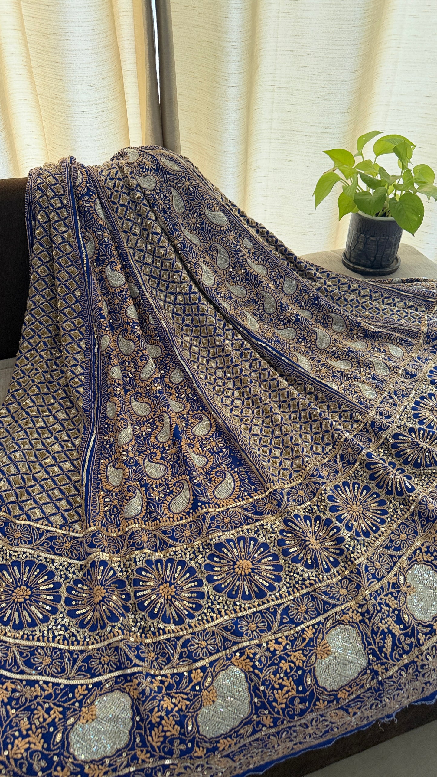 Masterpiece Blue Cut Dana Chikankari Lehenga Set