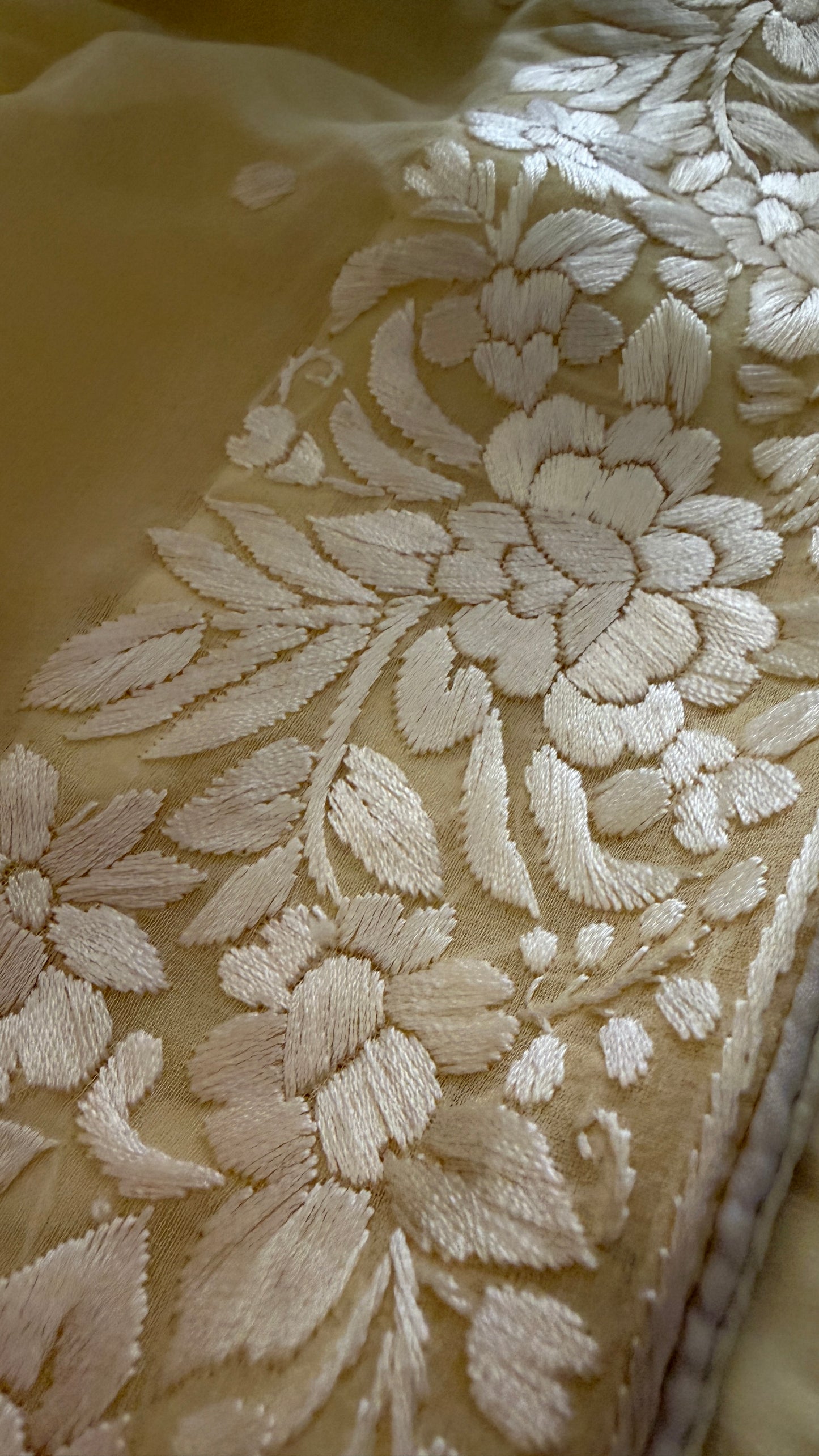 Artisanal Cream Parsi Gara Dupatta