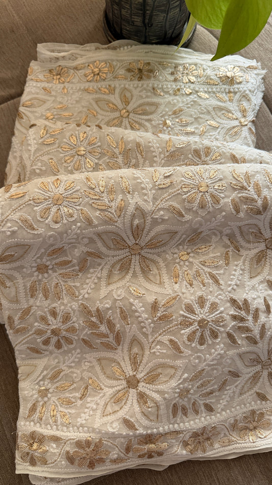 Ivory White Gota Patti Chikankari Dupatta