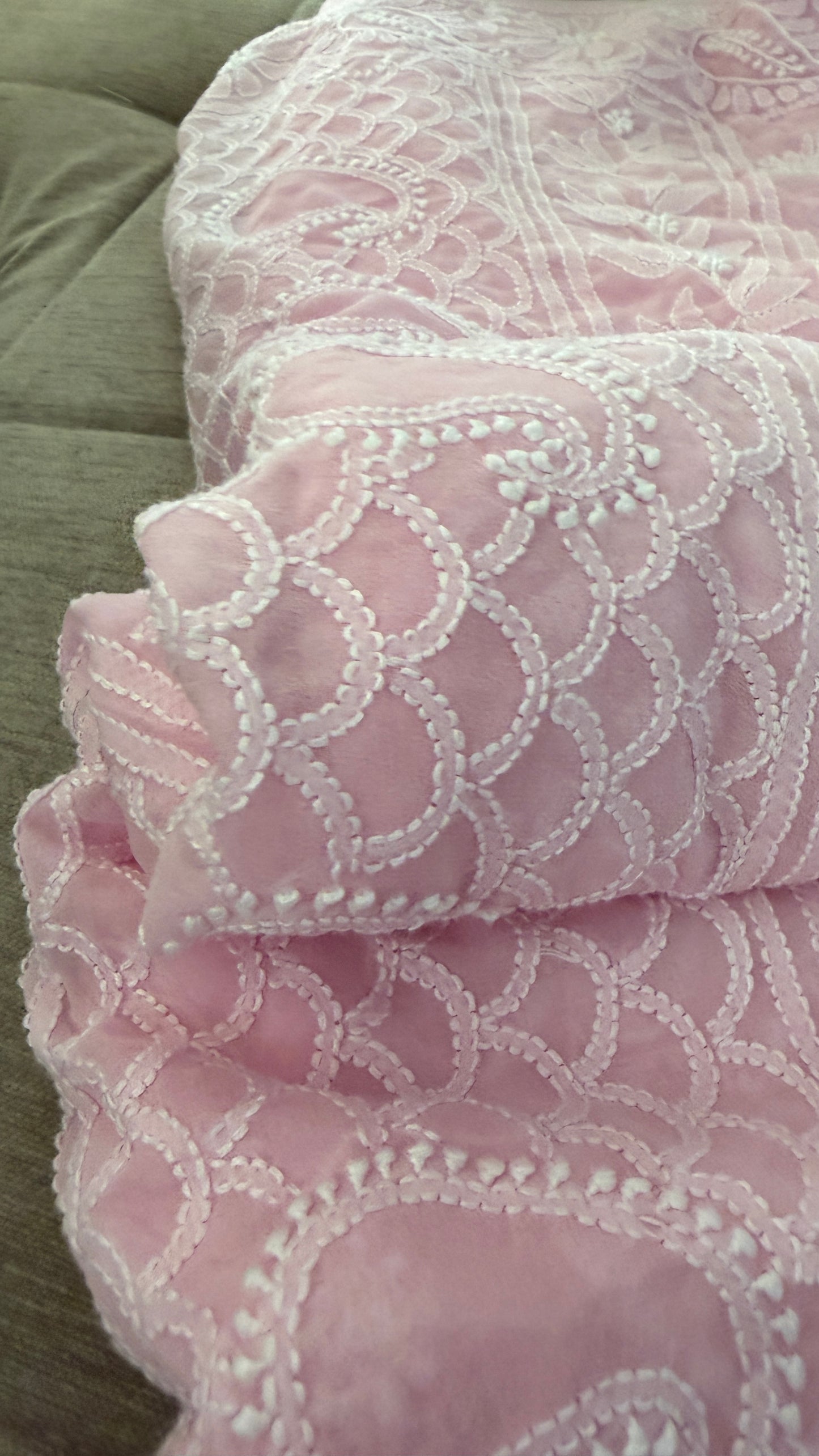 Pink Lucknowi Chikankari Saree