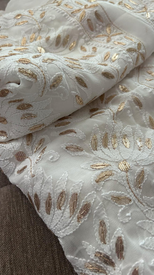 White Gota Patti Chikankari Suit
