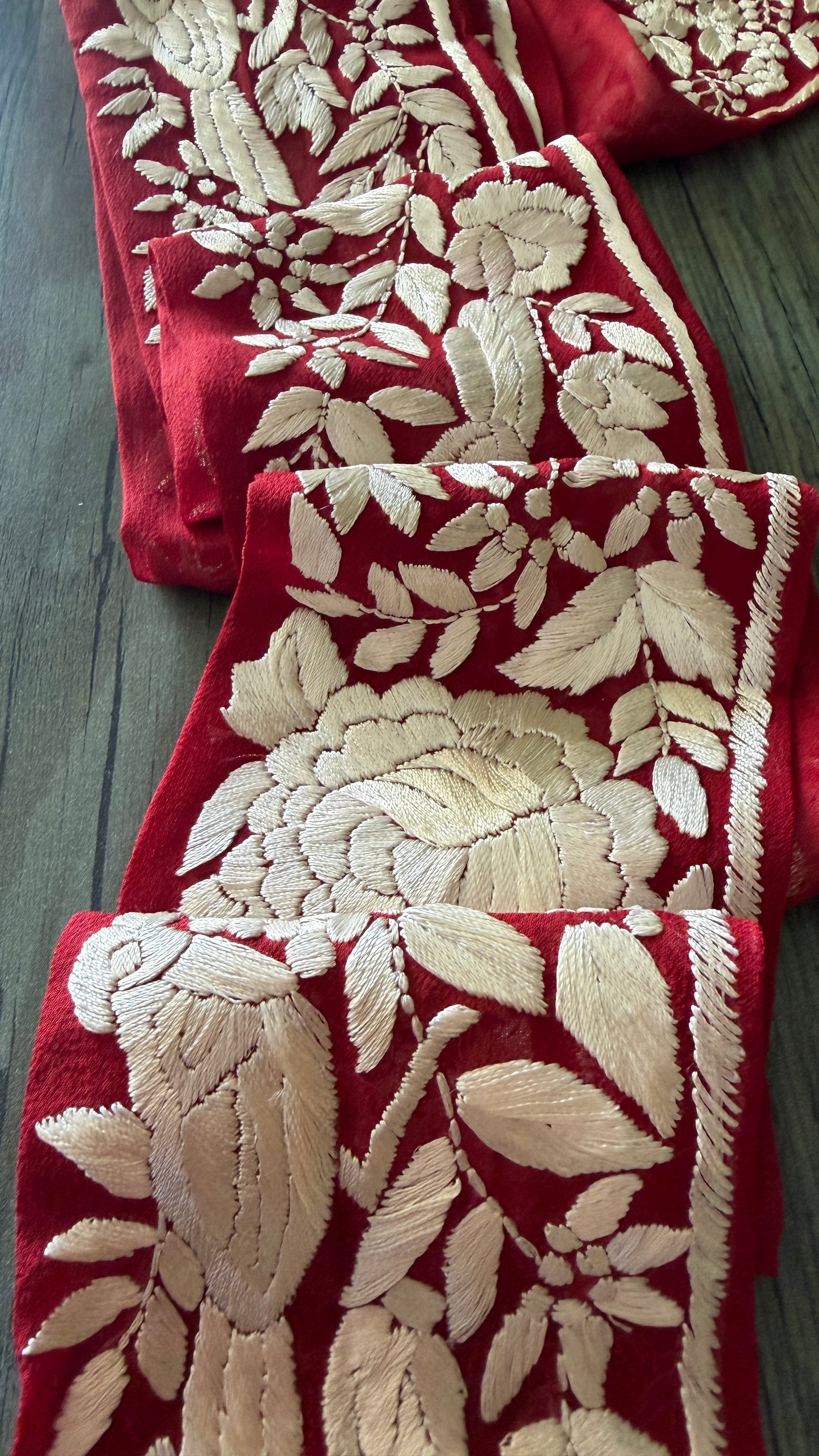 Maroon Ivory Parsi Gara Border for Sarees & Suits