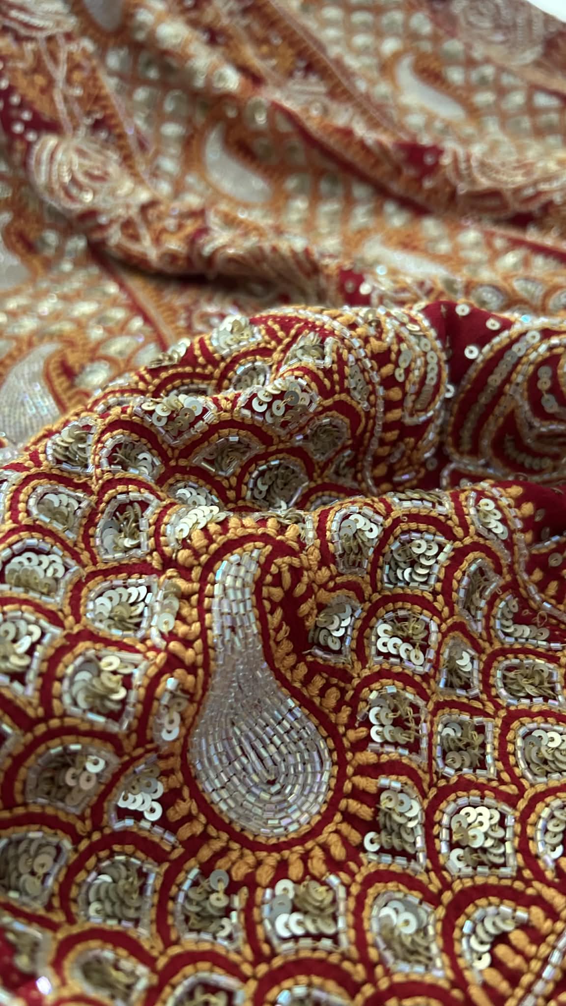 Masterpiece Red Cut Dana & Sequins Work Chikankari Anarkali Suit