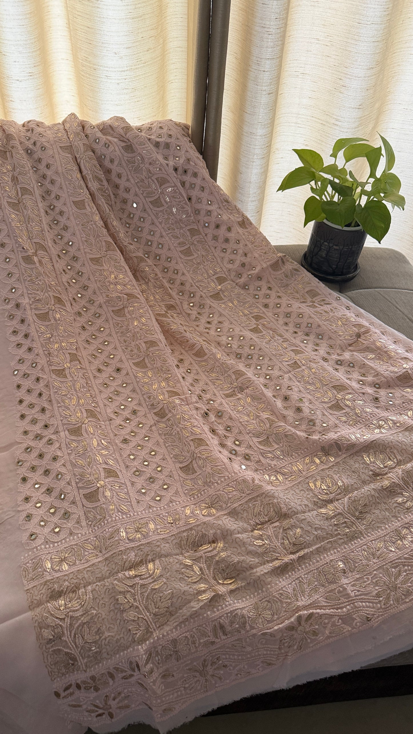 Pastel Pink Mirror & Gota Patti Chikankari Suit