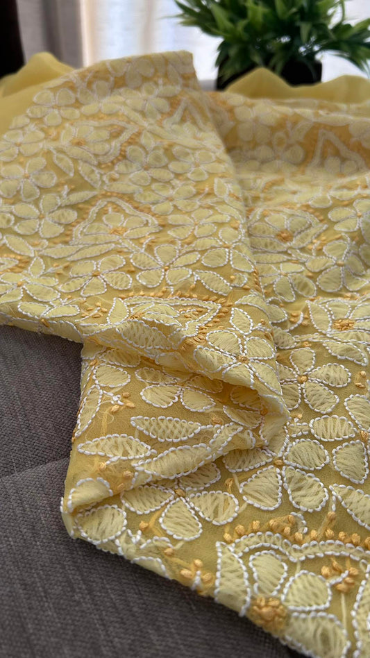 Georgette Resham Chikankari Kurti Fabric (Only Kurti)
