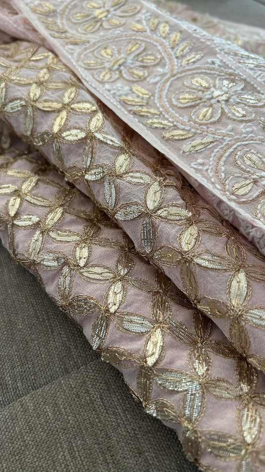 Pastel Pink Gota Patti Chikankari Saree