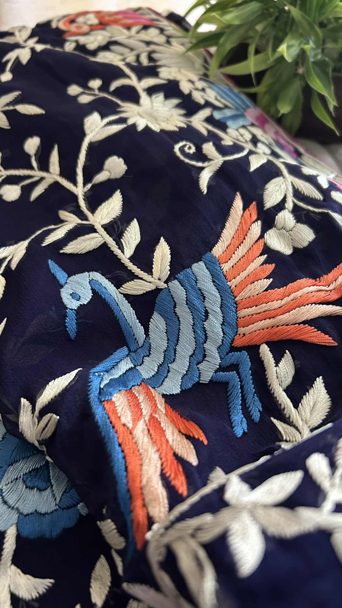 Designer Navy Multicolor Parsi Gara Saree