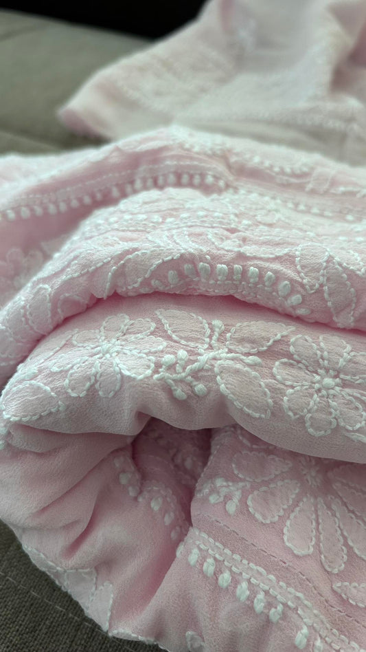 Light Pink Hand Jaali Chikankari Anarkali Suit