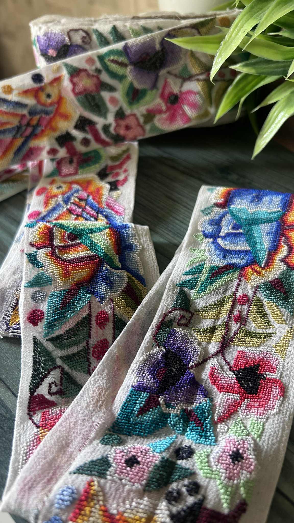 Ivory Exclusive Petit Point Hand Embroidered Border