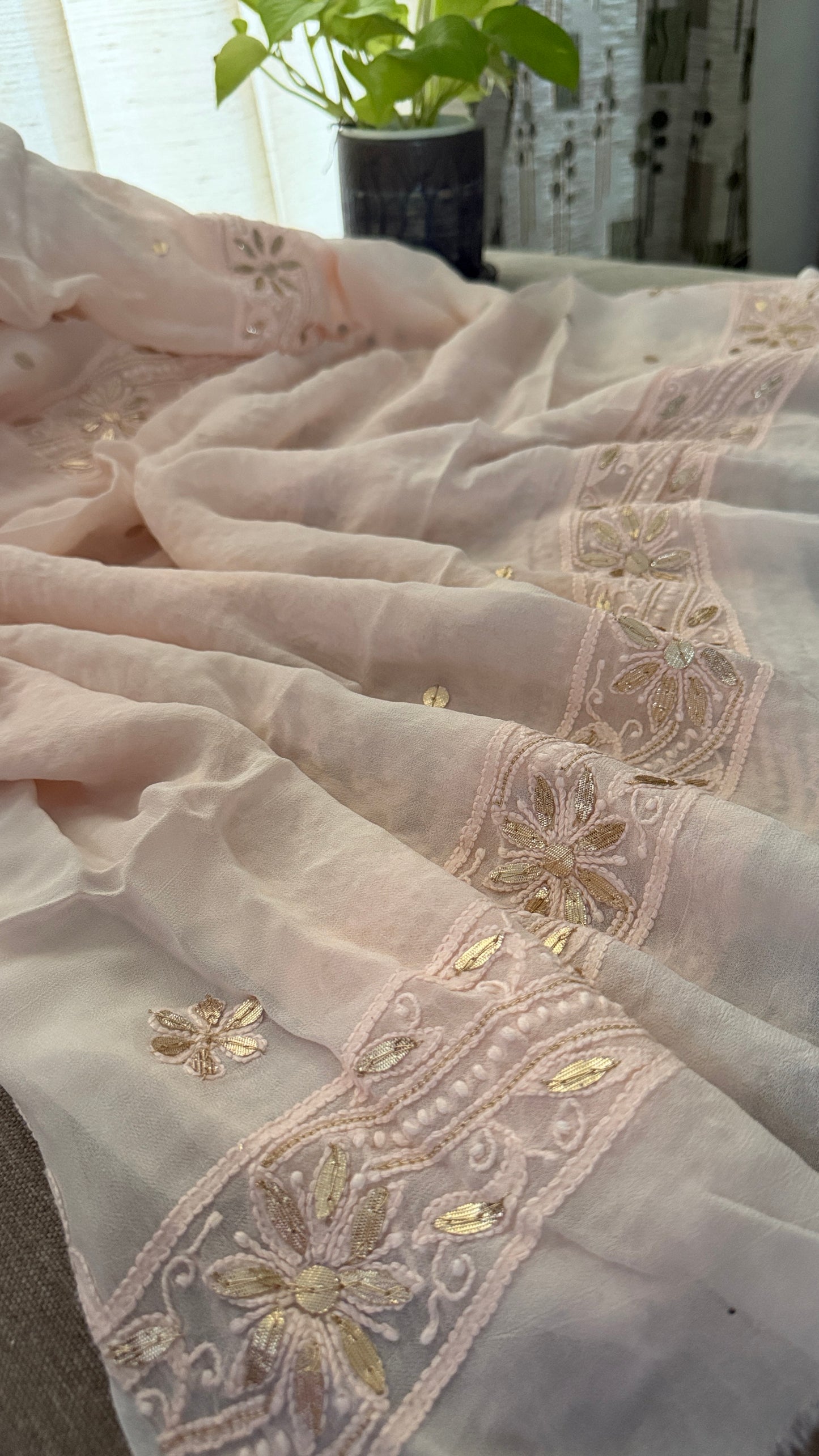 Pastel Pink Mirror & Gota Patti Chikankari Suit