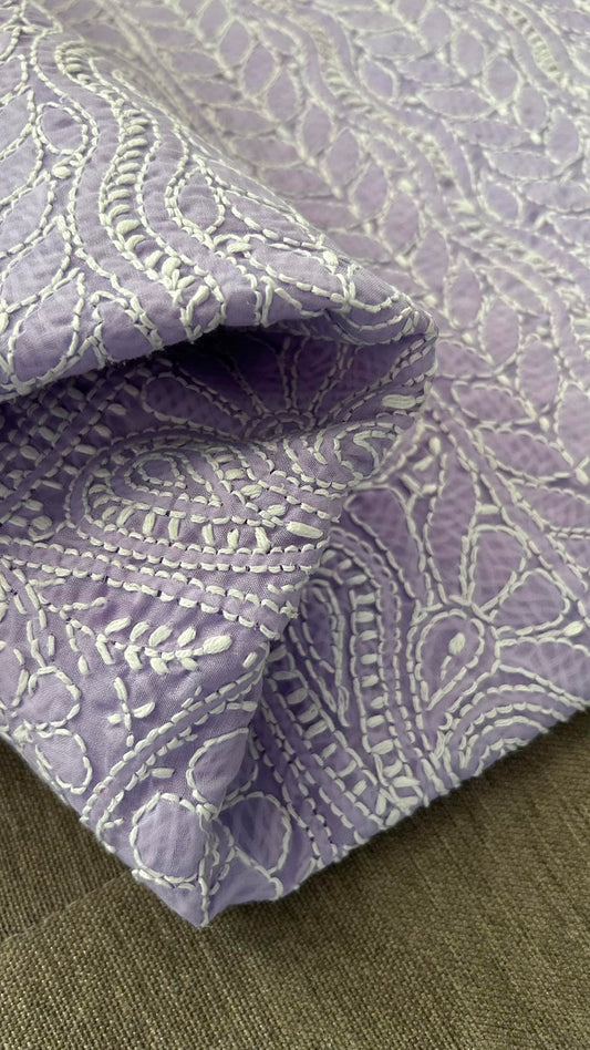 Lavender Cotton Chikankari Kurti Fabric (Kurti Fabric)