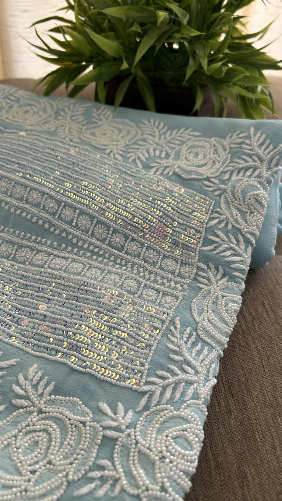 Sky Blue Pearl Lucknowi Chikankari Suit