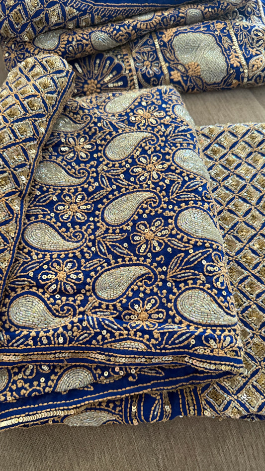 Masterpiece Blue Cut Dana Chikankari Lehenga Set