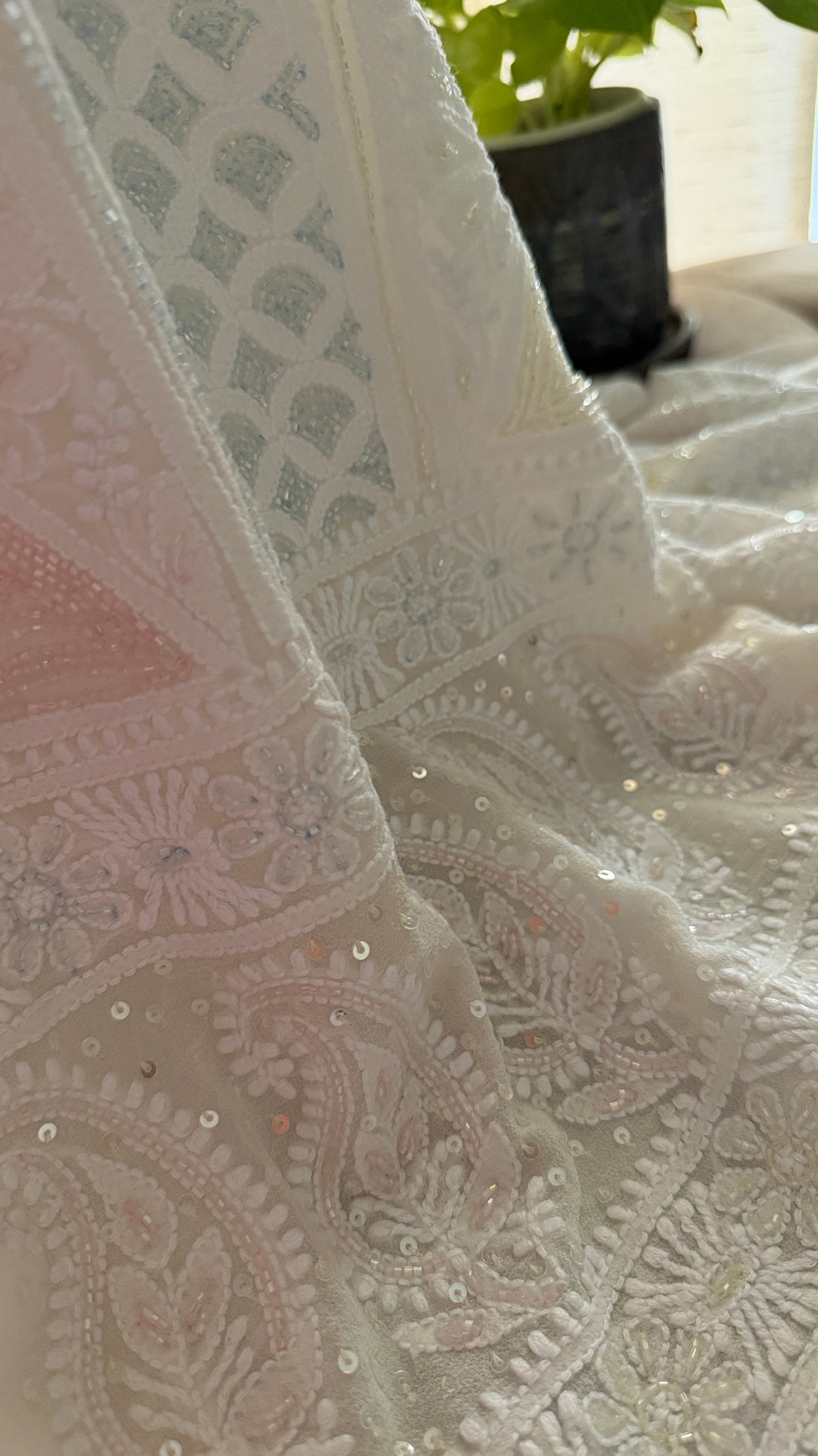 Designer Cut Dana Work Lucknowi Chikankari Suit