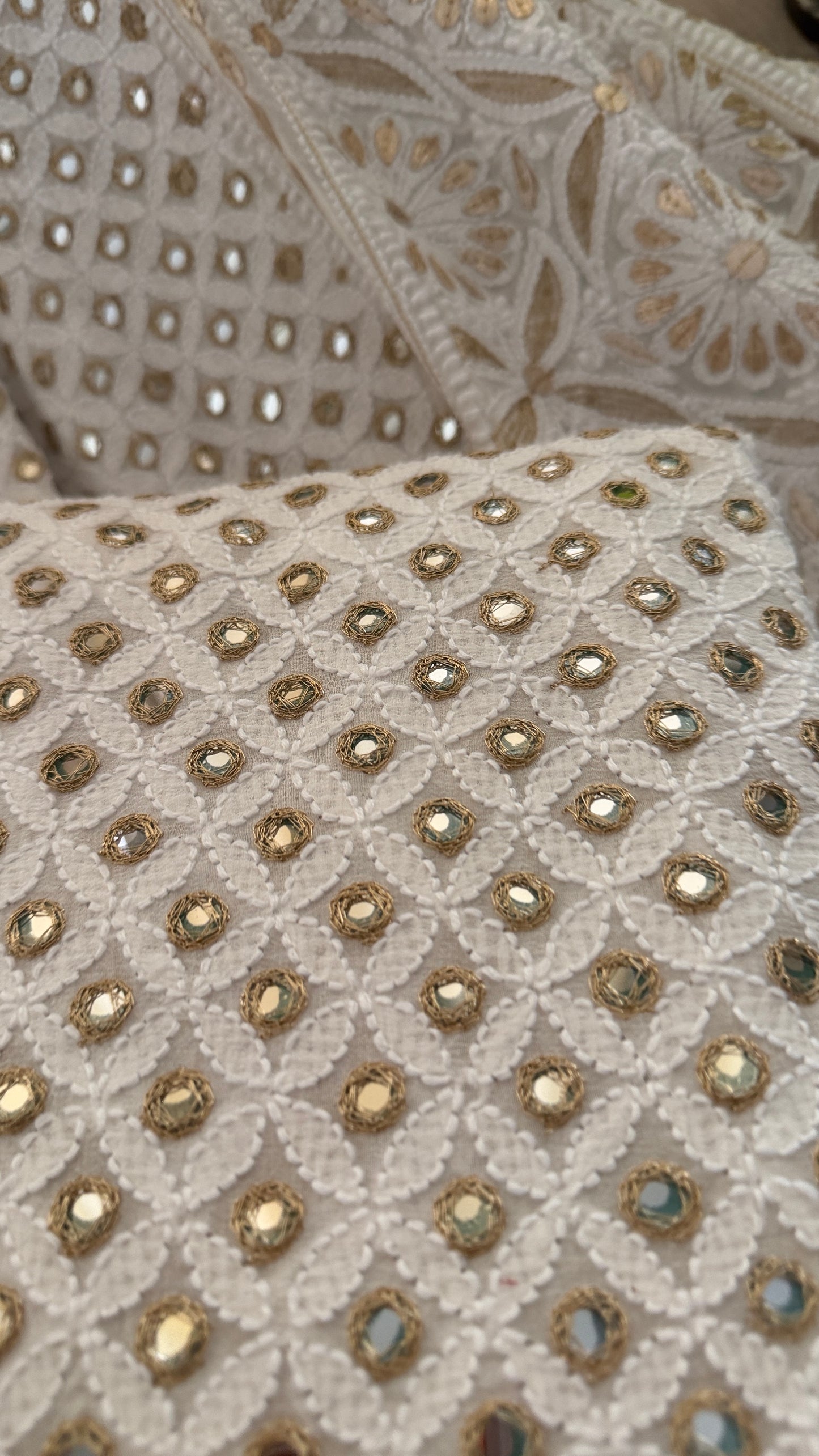 Ivory Mirror Gota Patti Chikankari Lehenga Set