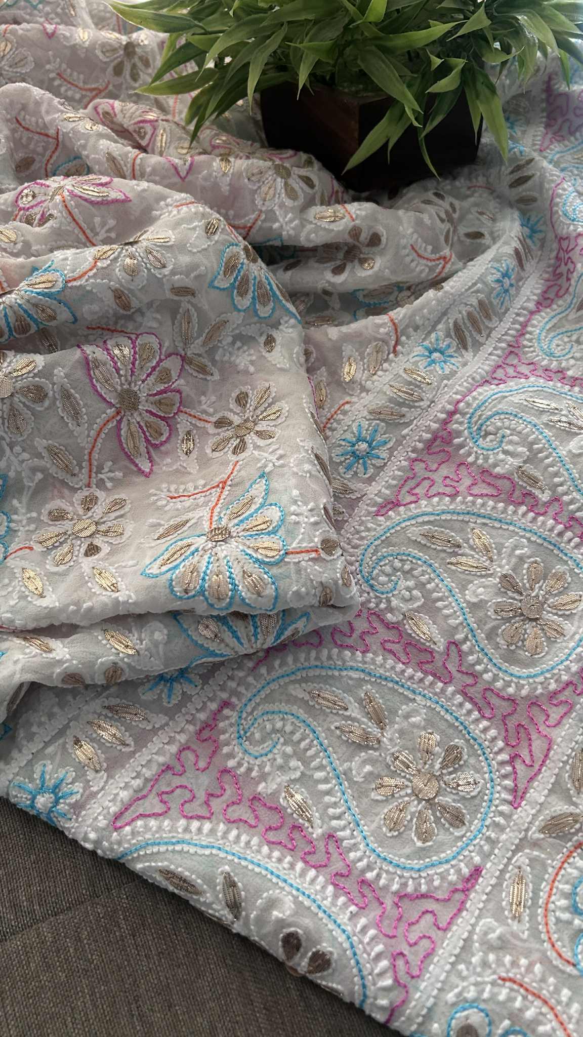 Multicolour Gota Patti Chikankari Dupatta