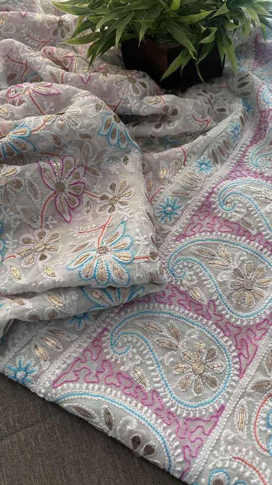 Multicolour Gota Patti Chikankari Dupatta
