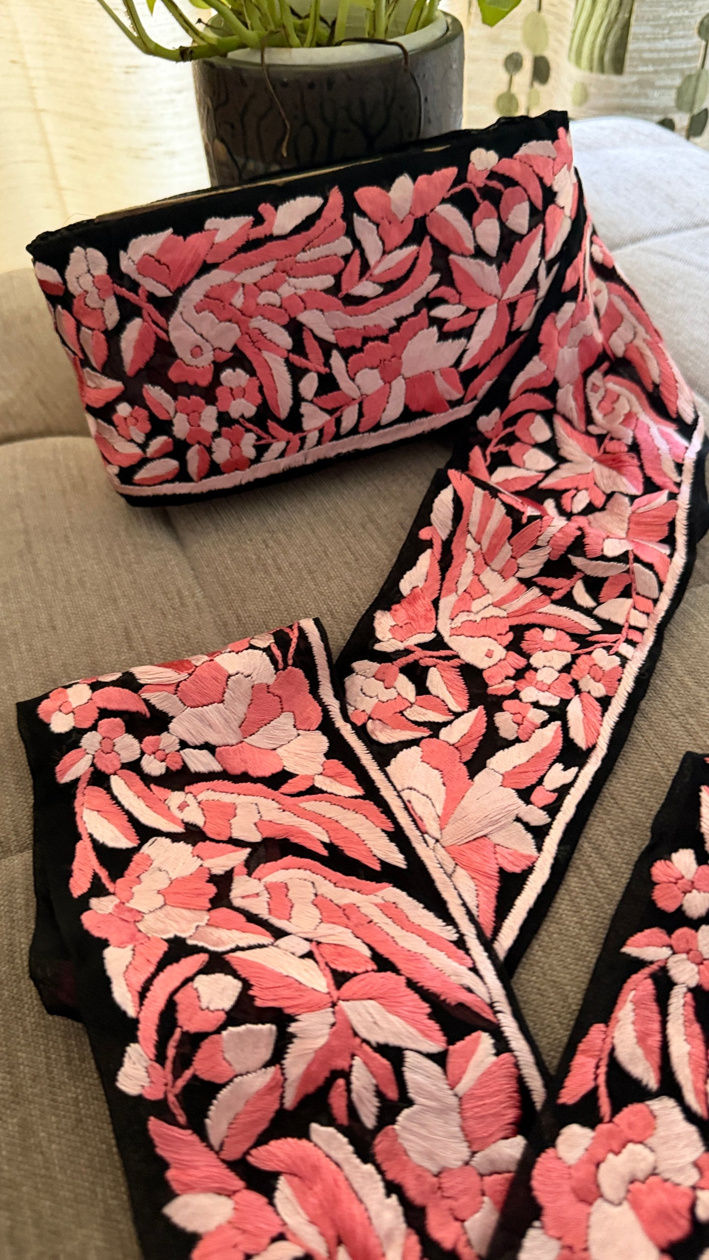 Designer Black Parsi Gara Border
