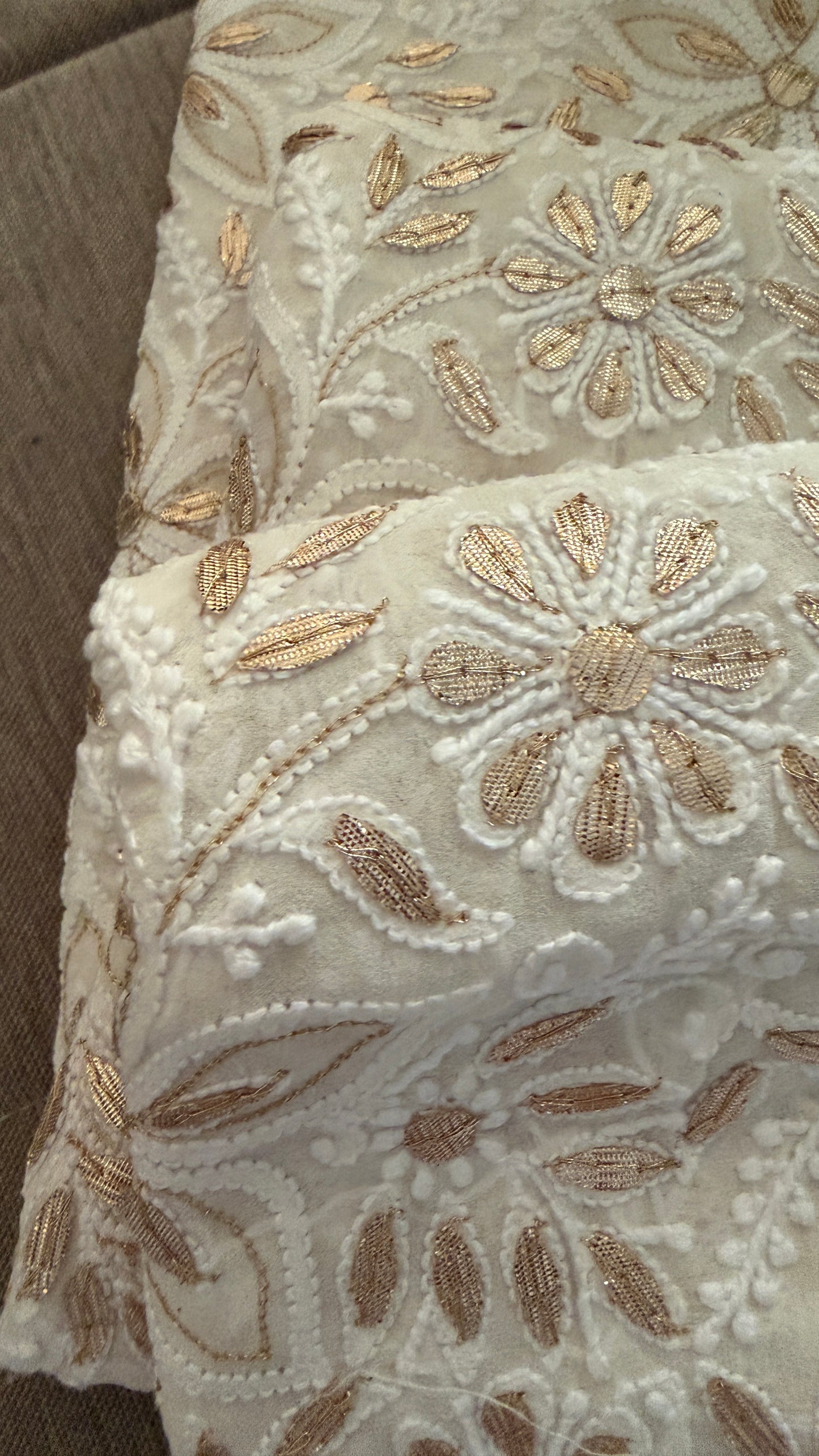 Ivory White Gota Patti Chikankari Dupatta