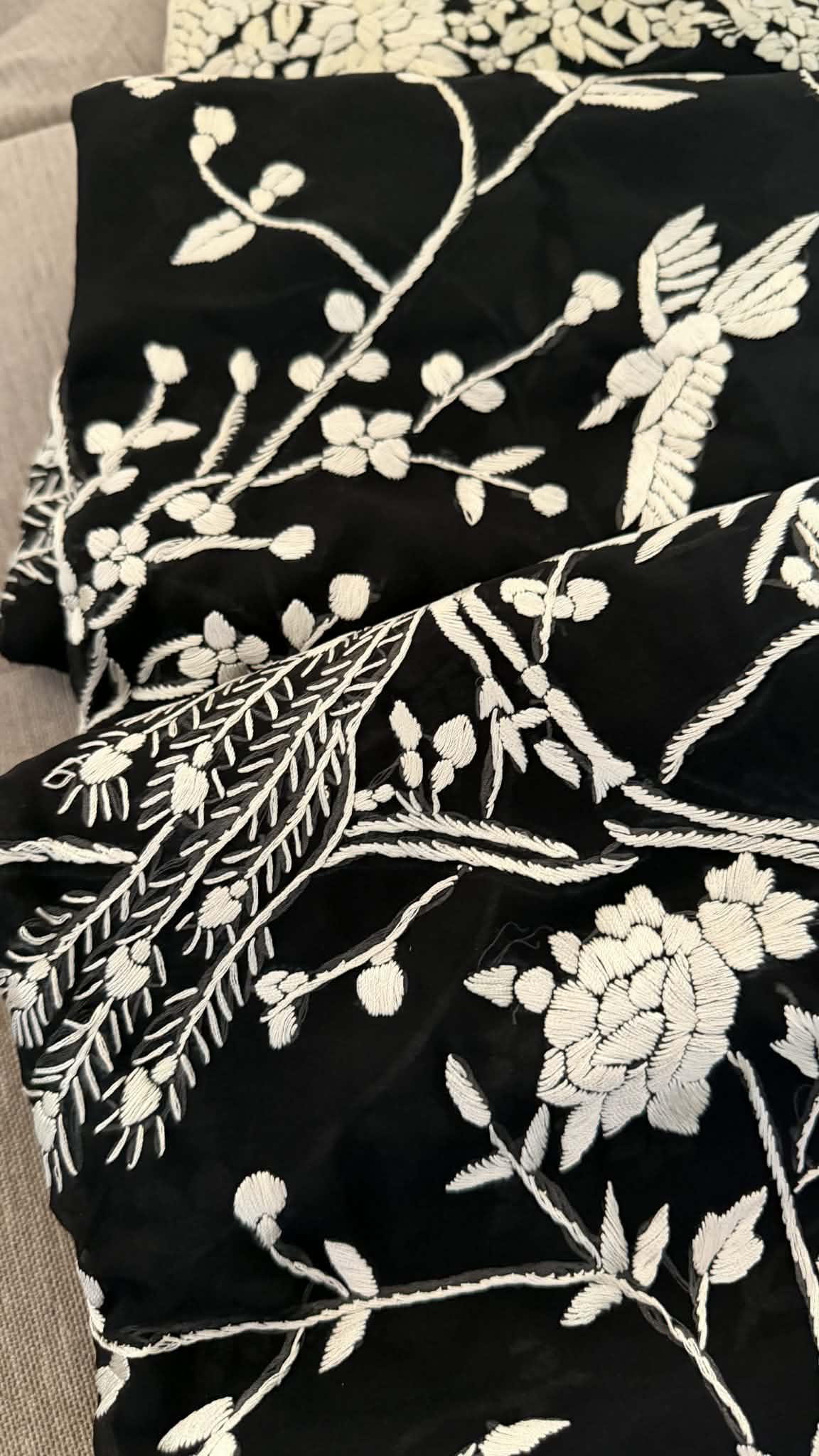 Artisanal Black & Ivory Parsi Gara Saree
