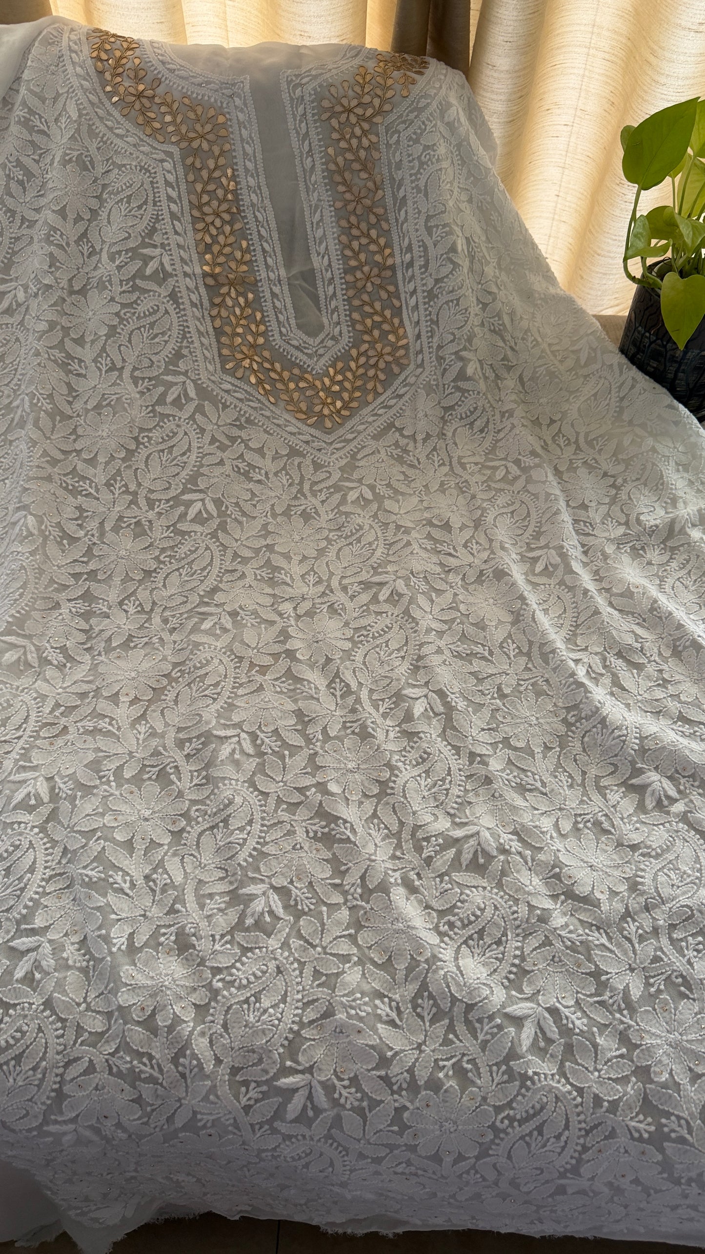 Exclusive Ivory Gota Patti Lucknowi Chikankari Suit
