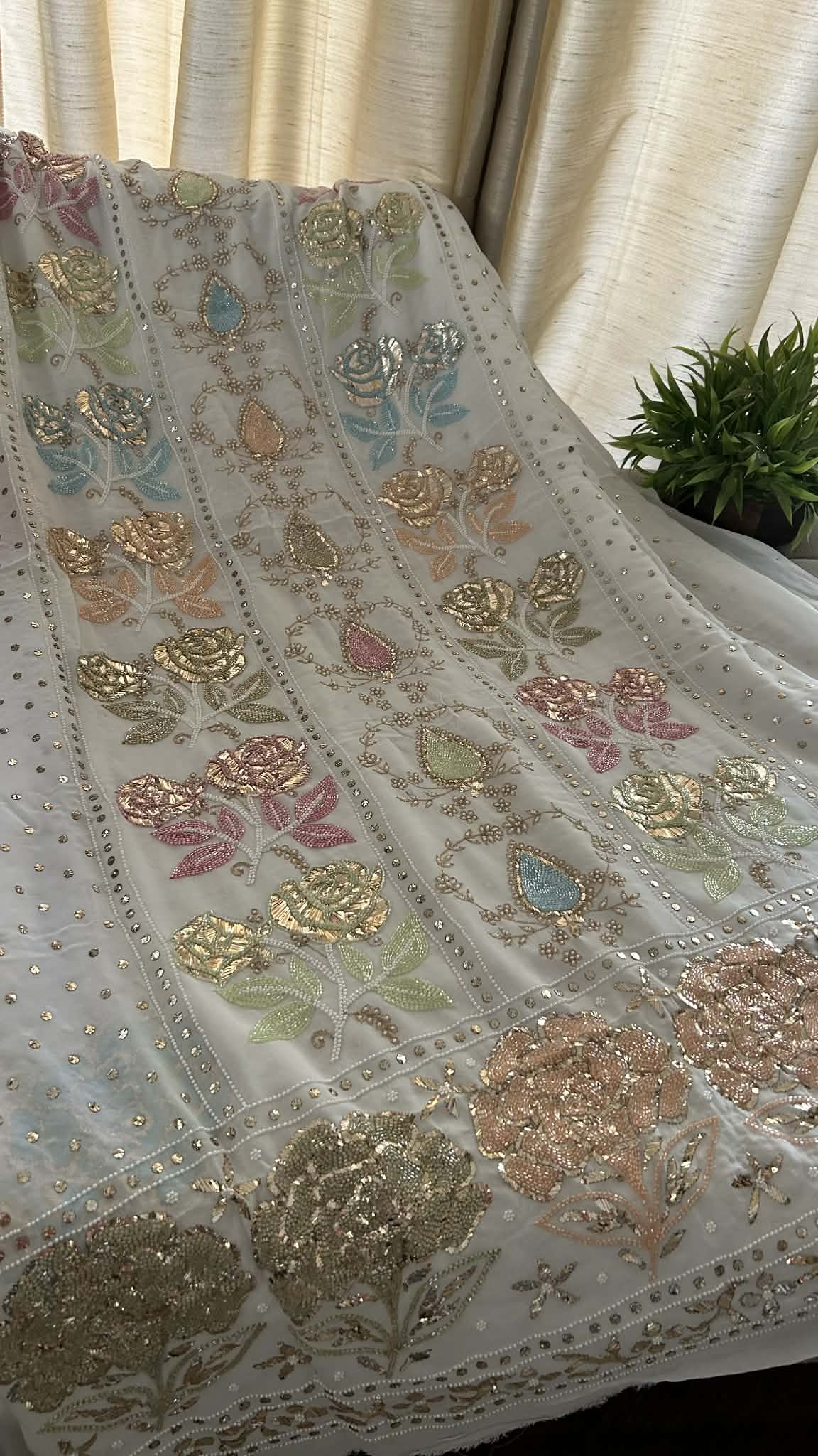 Party Wear Cut Dana Kamdani Kurta Dupatta Set (Viscose Georgette)