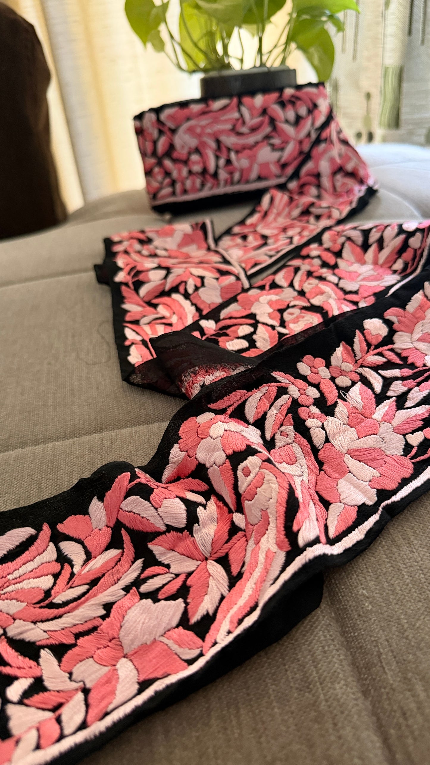 Designer Black Parsi Gara Border