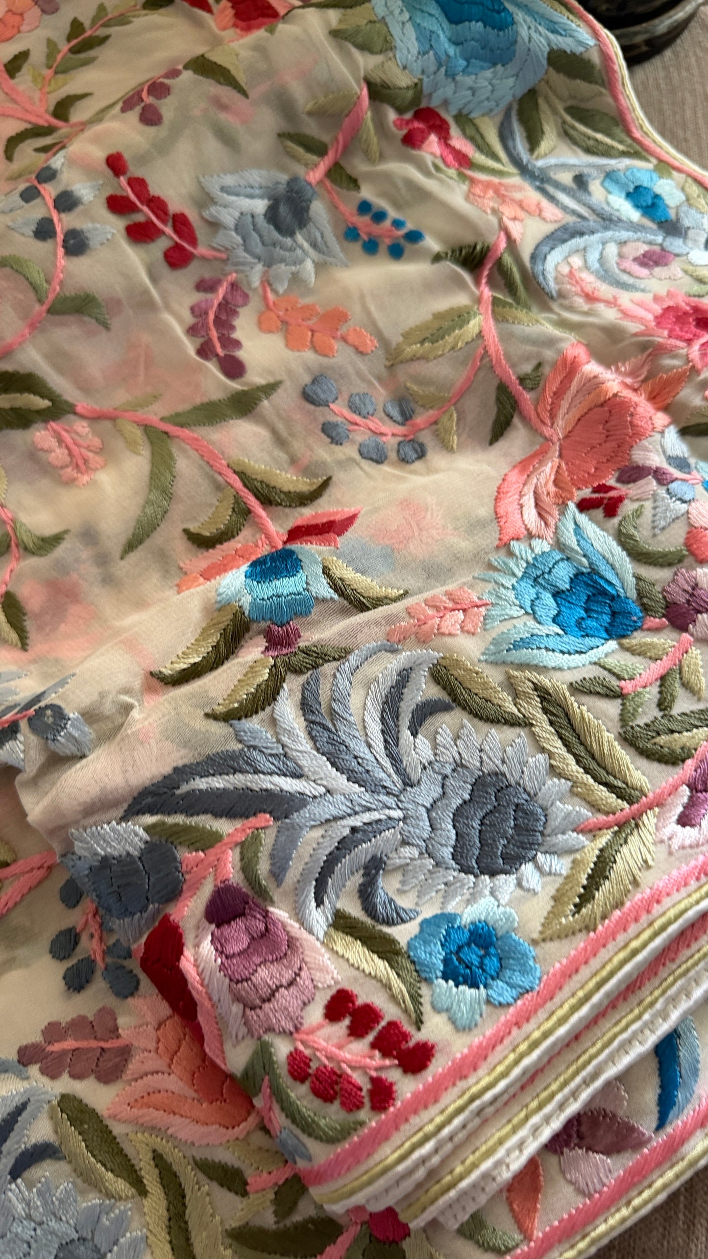 Heritage Ivory Multicolour Parsi Gara Dupatta