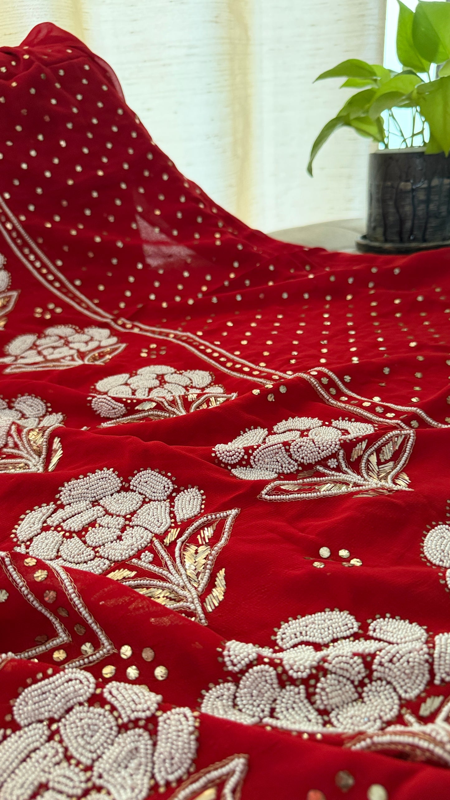 Masterpiece Red Pearl Kamdani Suit - Festive Collection