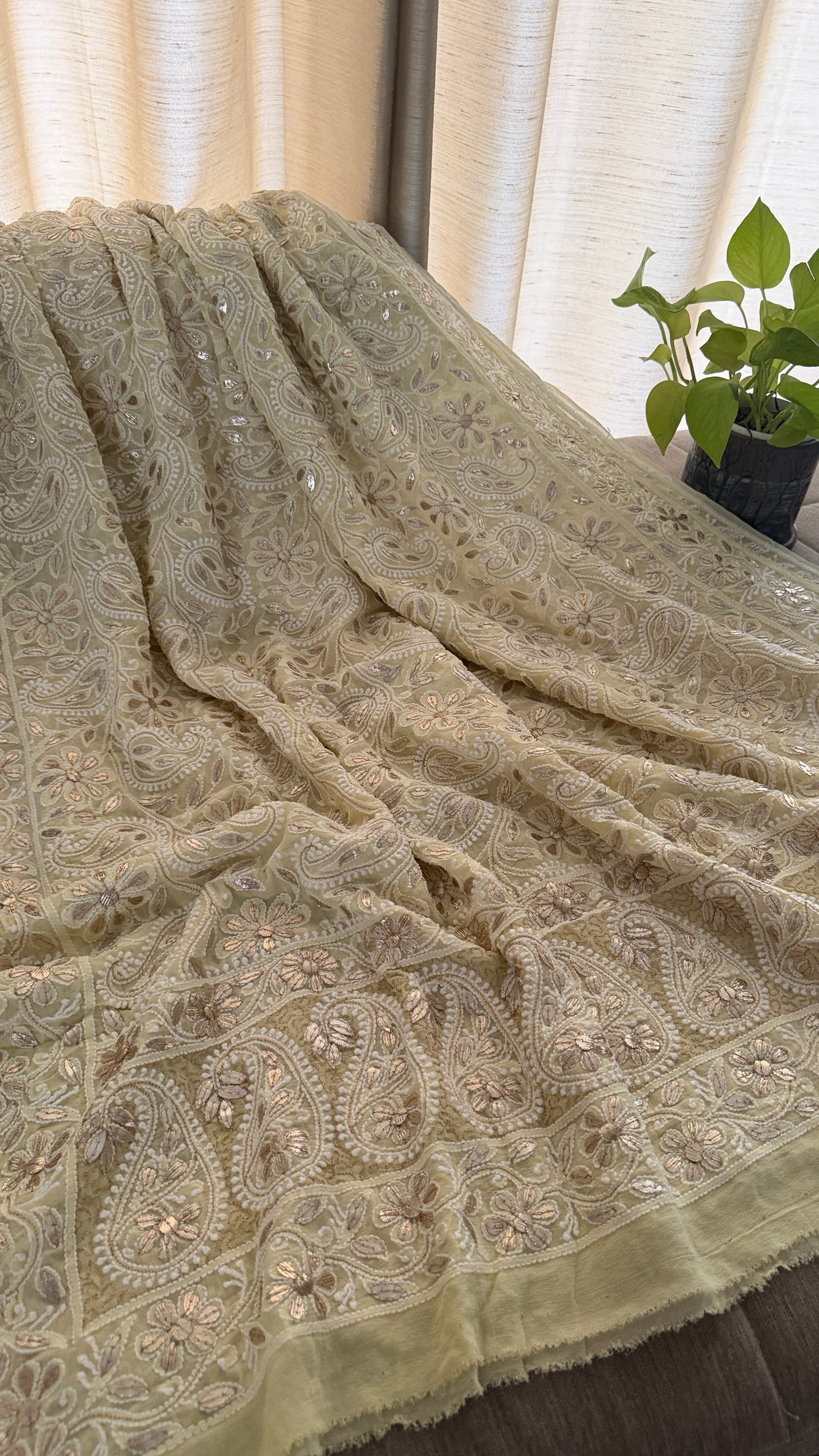 Exclusive Yellow Gota Patti Chikankari Dupatta for Women