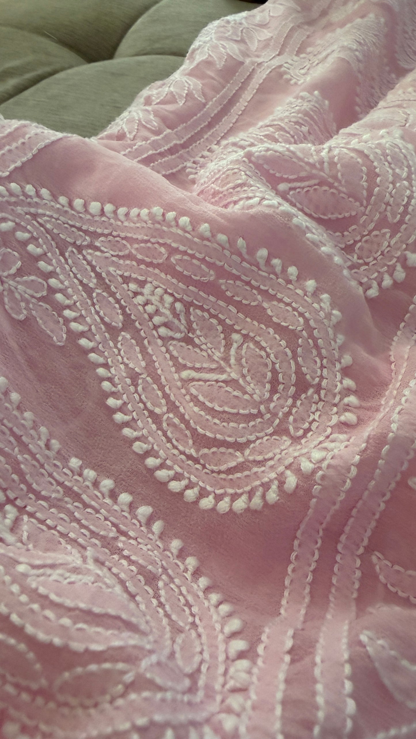 Pink Lucknowi Chikankari Saree