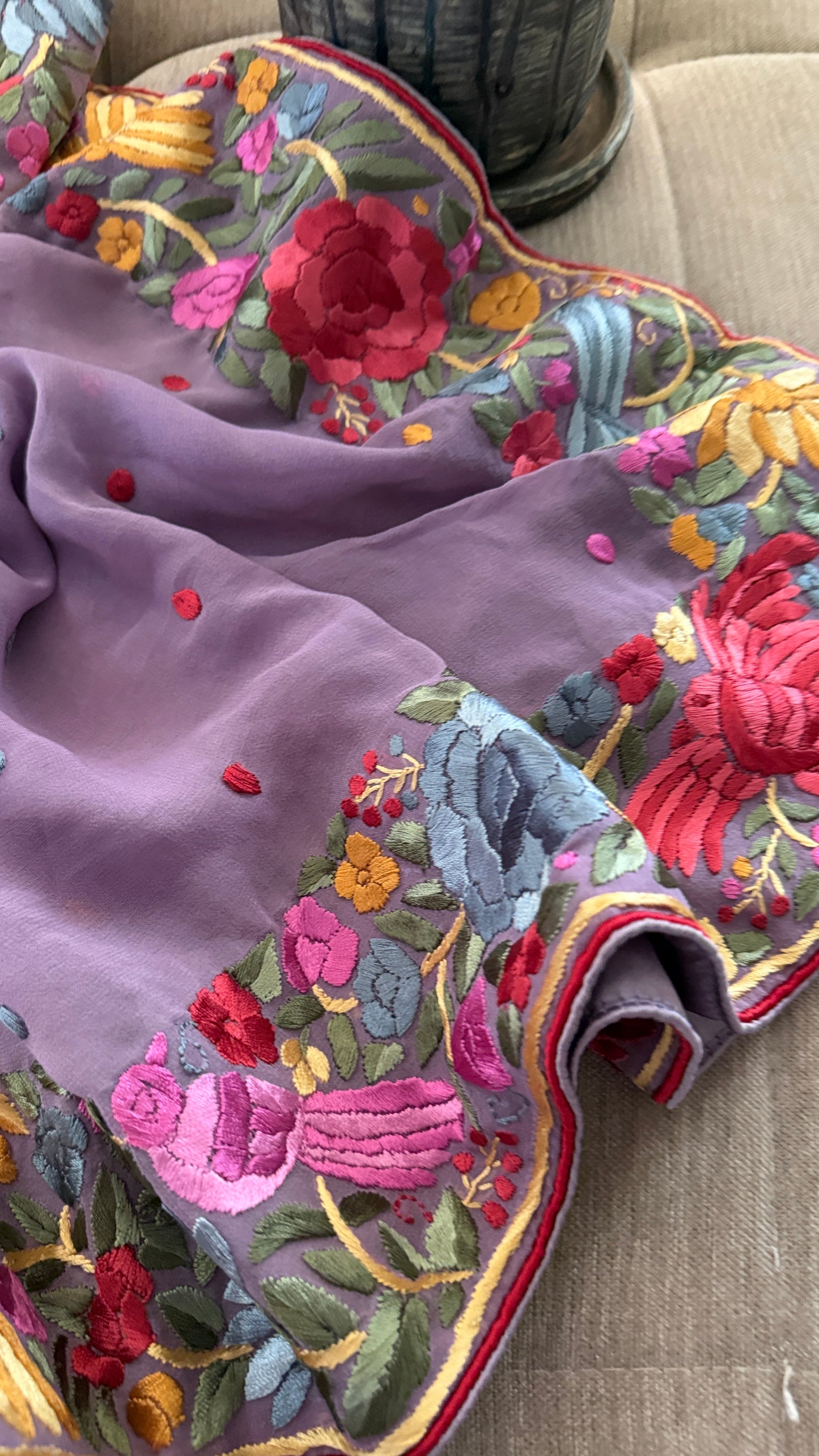 Dusty Purple Parsi Gara Dupatta
