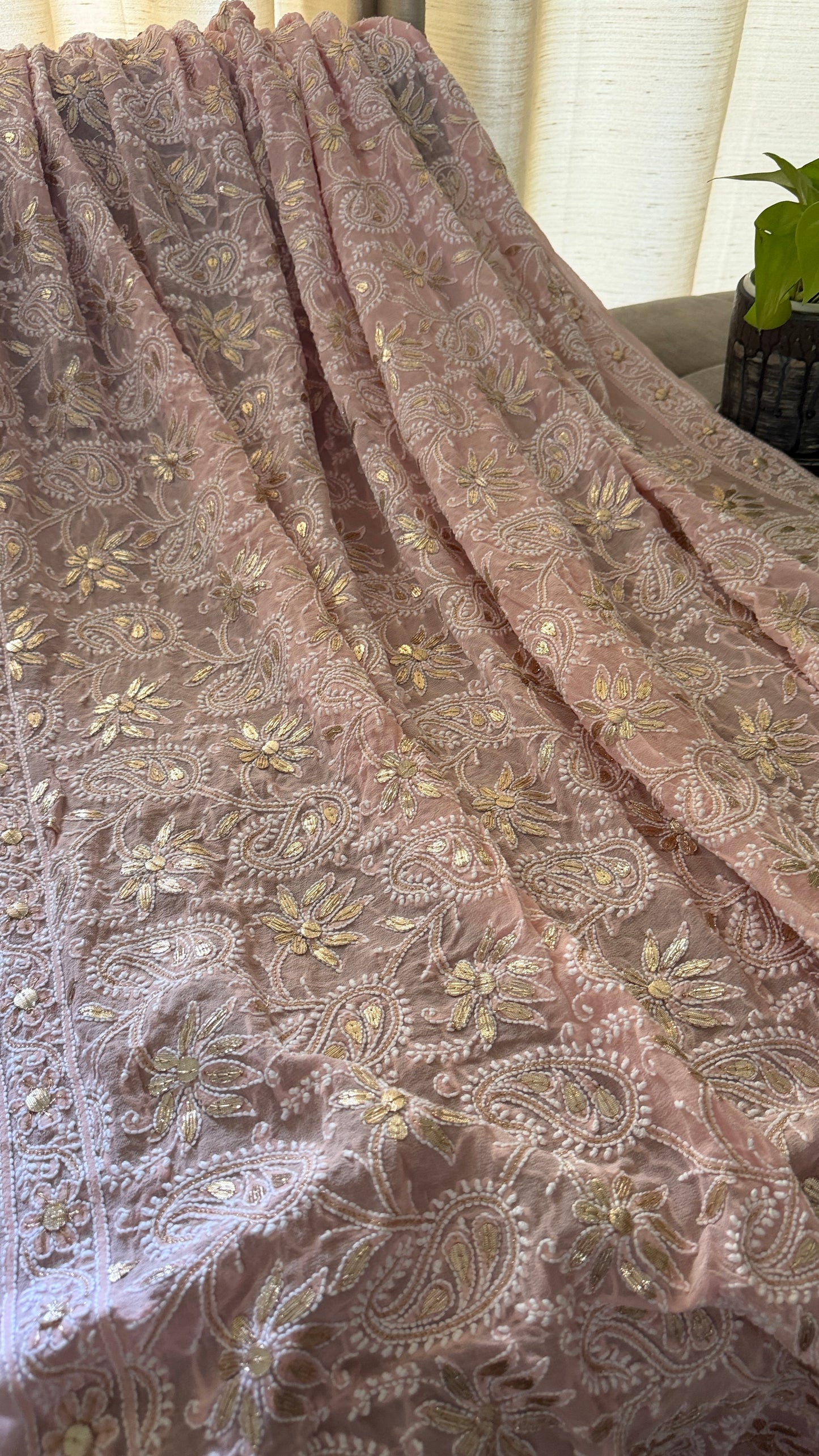 Pastel Pink Gota Patti Chikankari Dupatta