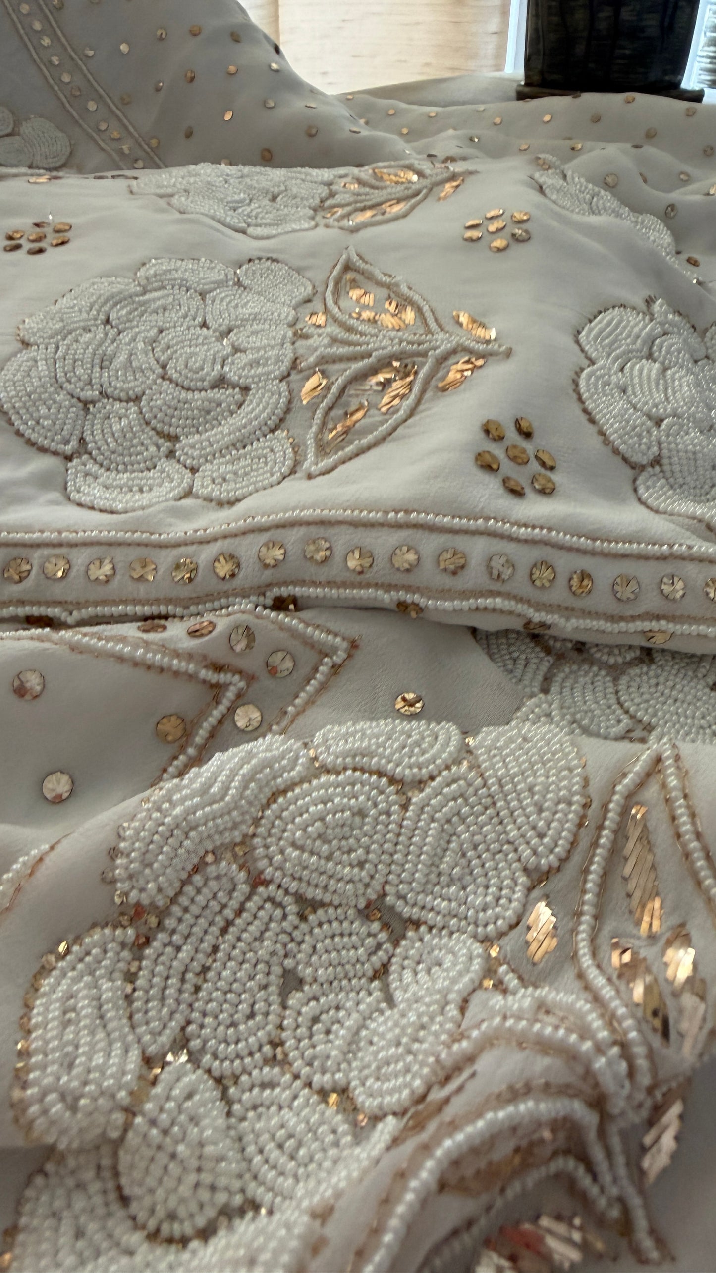 Masterpiece White Pearl Kamdani Suit - Festive Collection