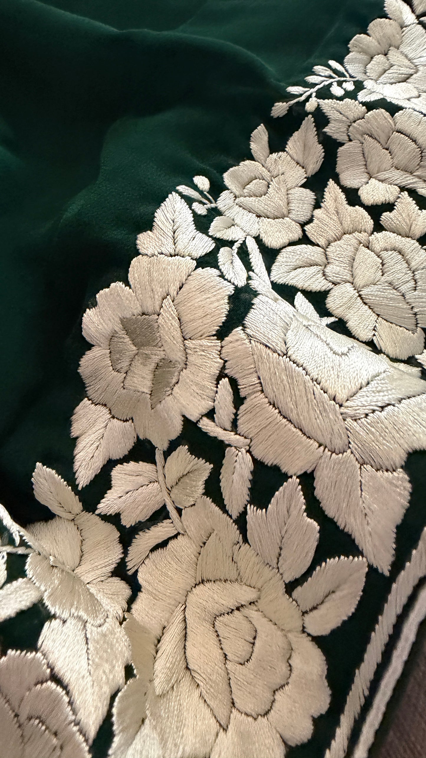 Elegant Emerald Green Parsi Gara Dupatta