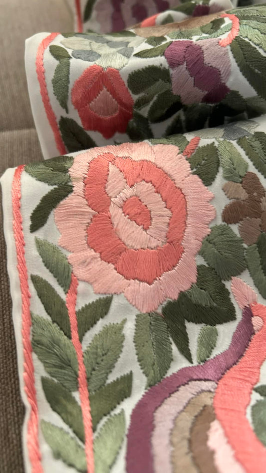 Ivory Parsi Gara Embroidered Dupatta with Bird Motifs