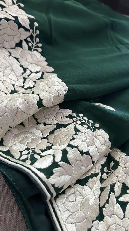 Emerald Green Parsi Gara Dupatta