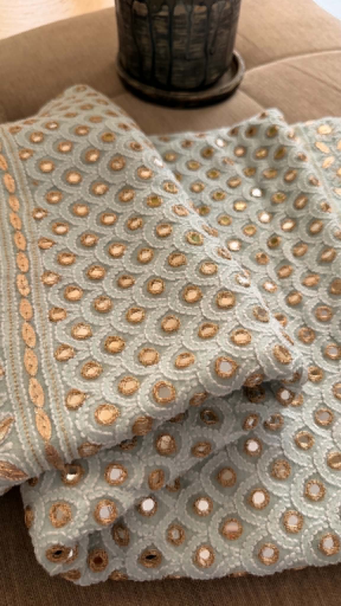 Powder Blue Pink Mirror & Gota Patti Chikankari Dupatta