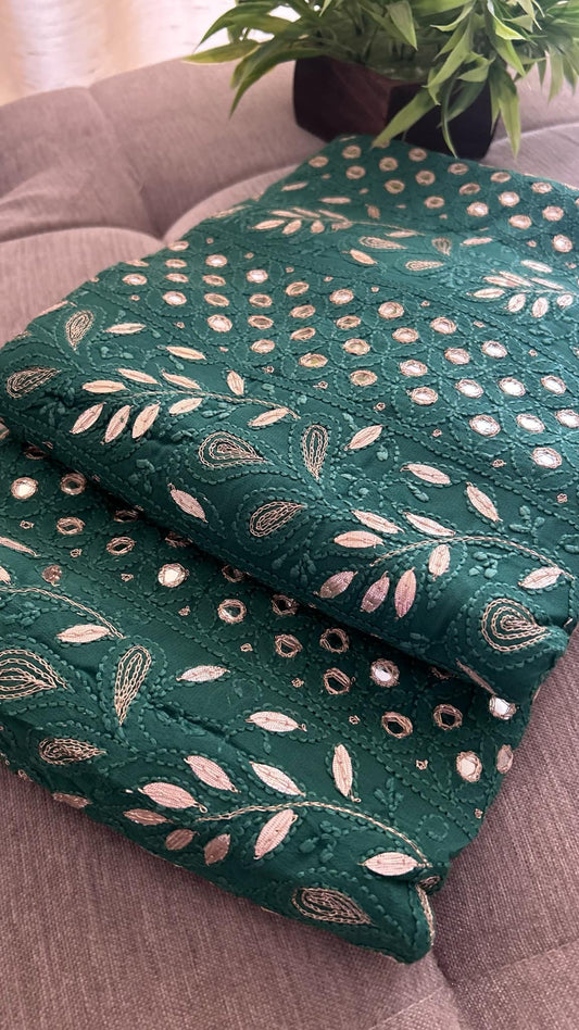 Emerald Green Mirror & Gota Patti Chikankari Suit