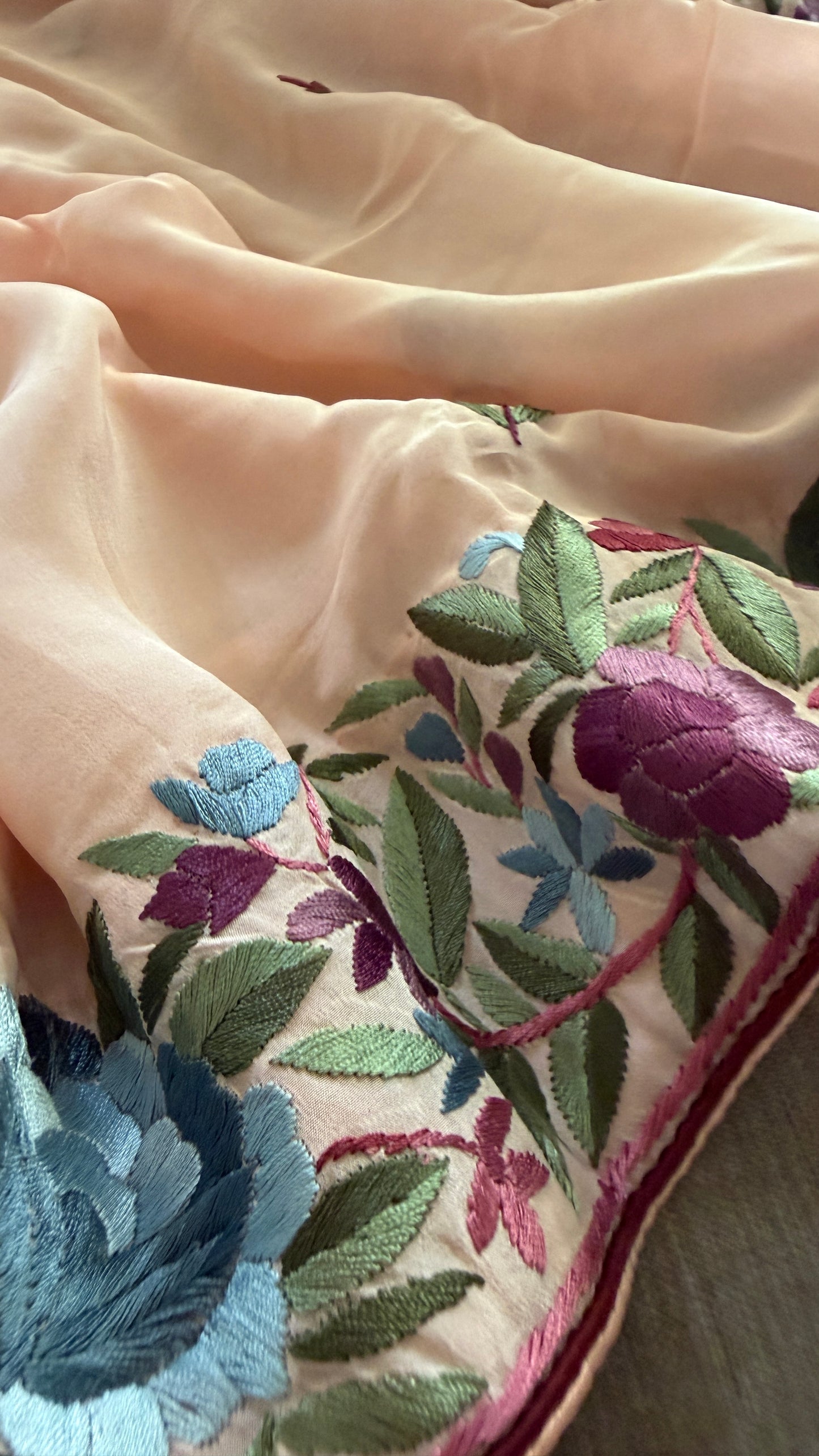 Designer Crepe Silk Parsi Gara Dupatta