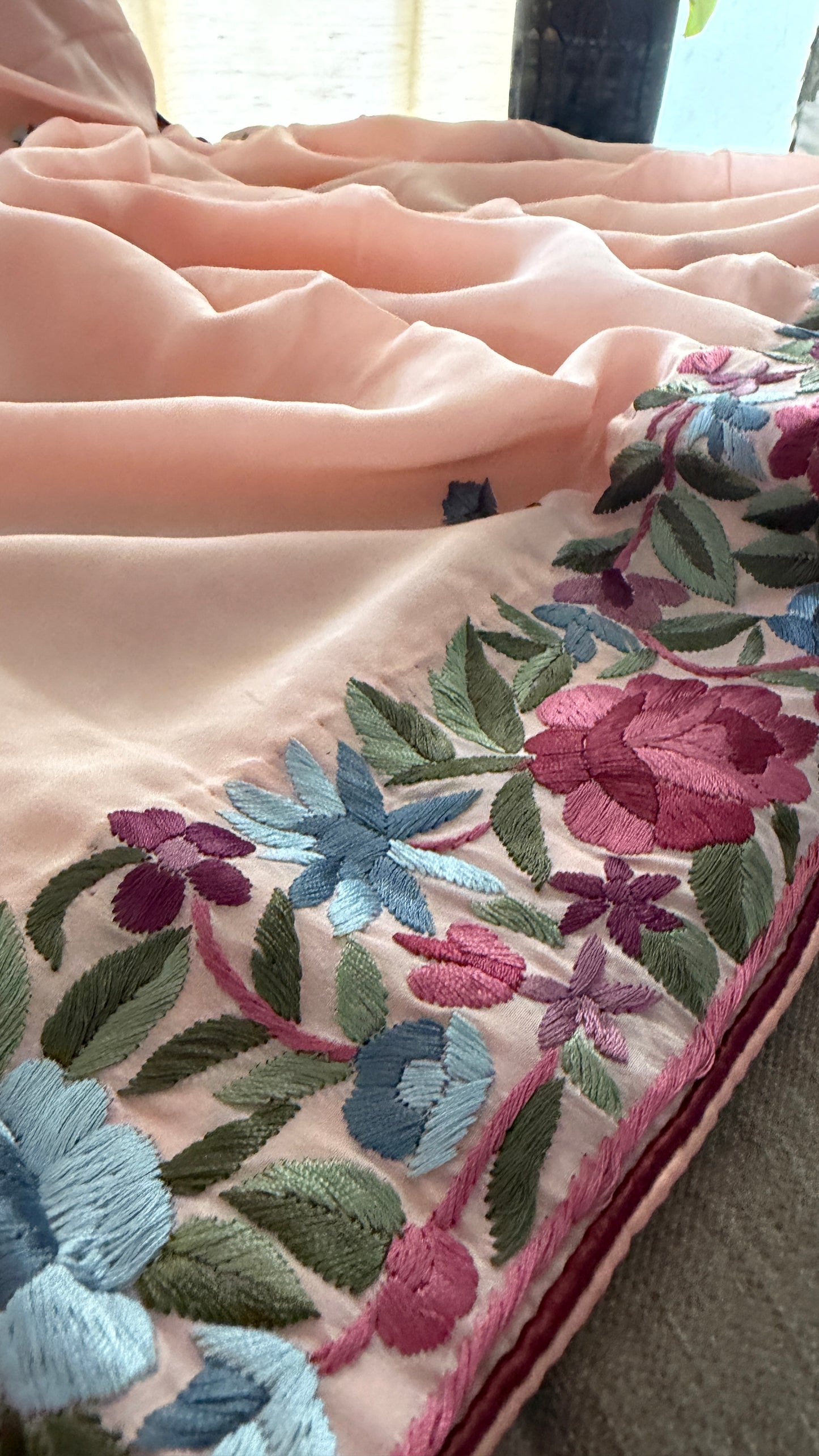 Designer Crepe Silk Parsi Gara Dupatta