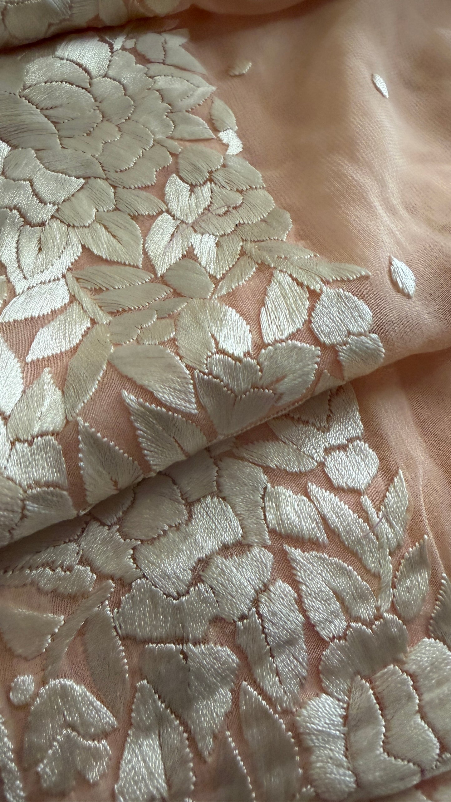 Artisanal Peach Parsi Gara Dupatta