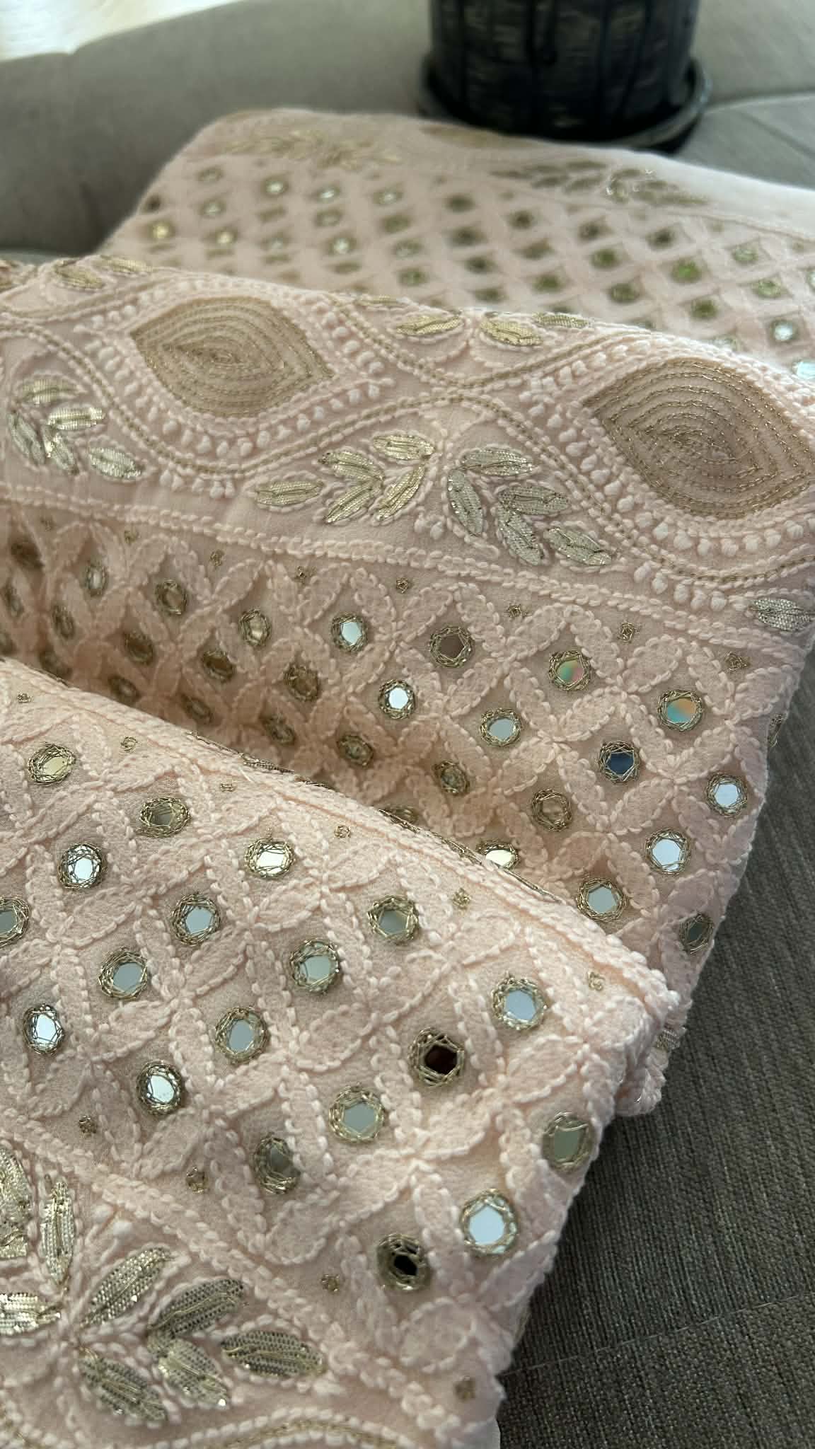 Pastel Pink Mirror & Gota Patti Chikankari Suit