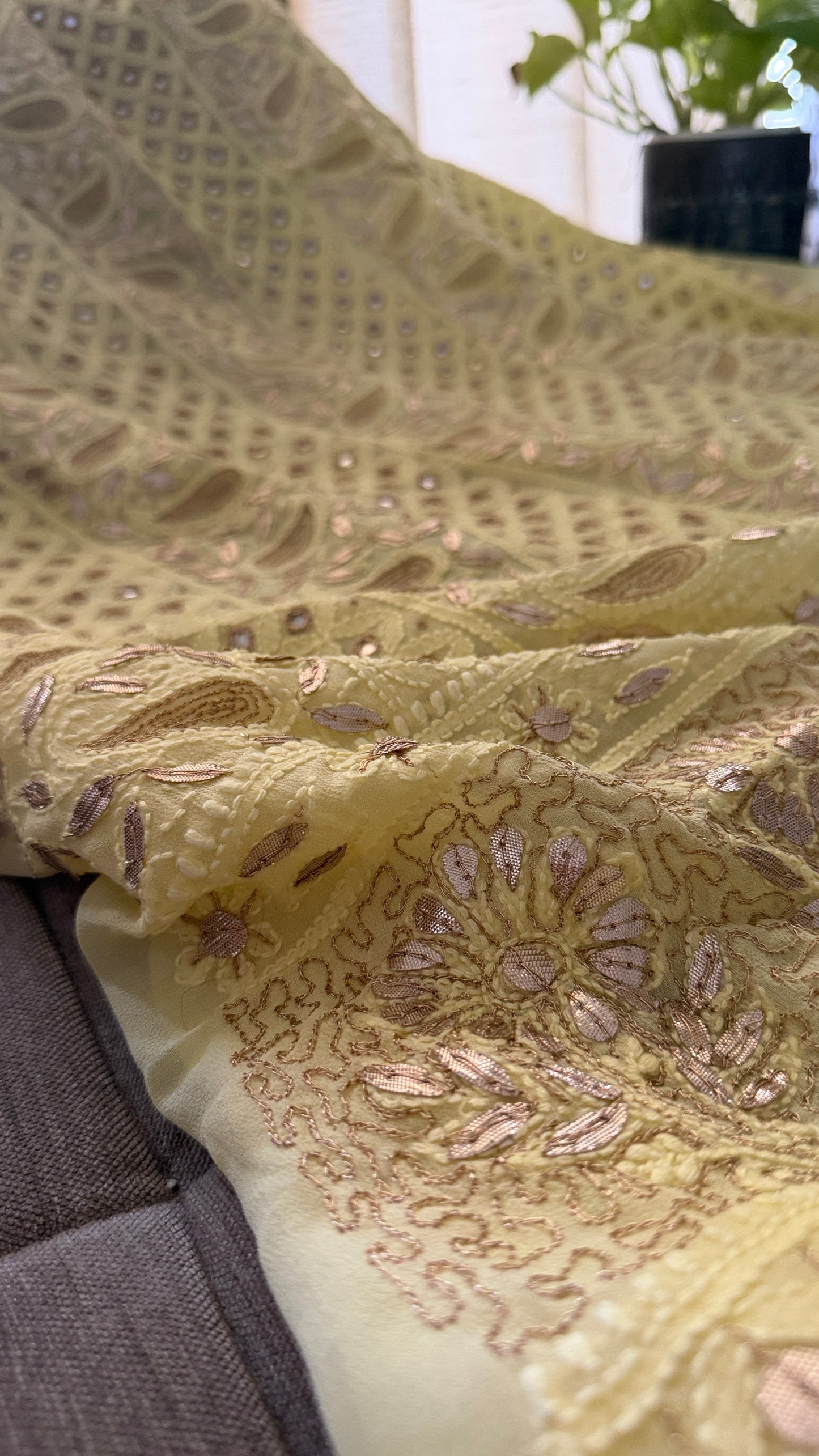 Yellow Mirror & Gota Patti Chikankari Suit