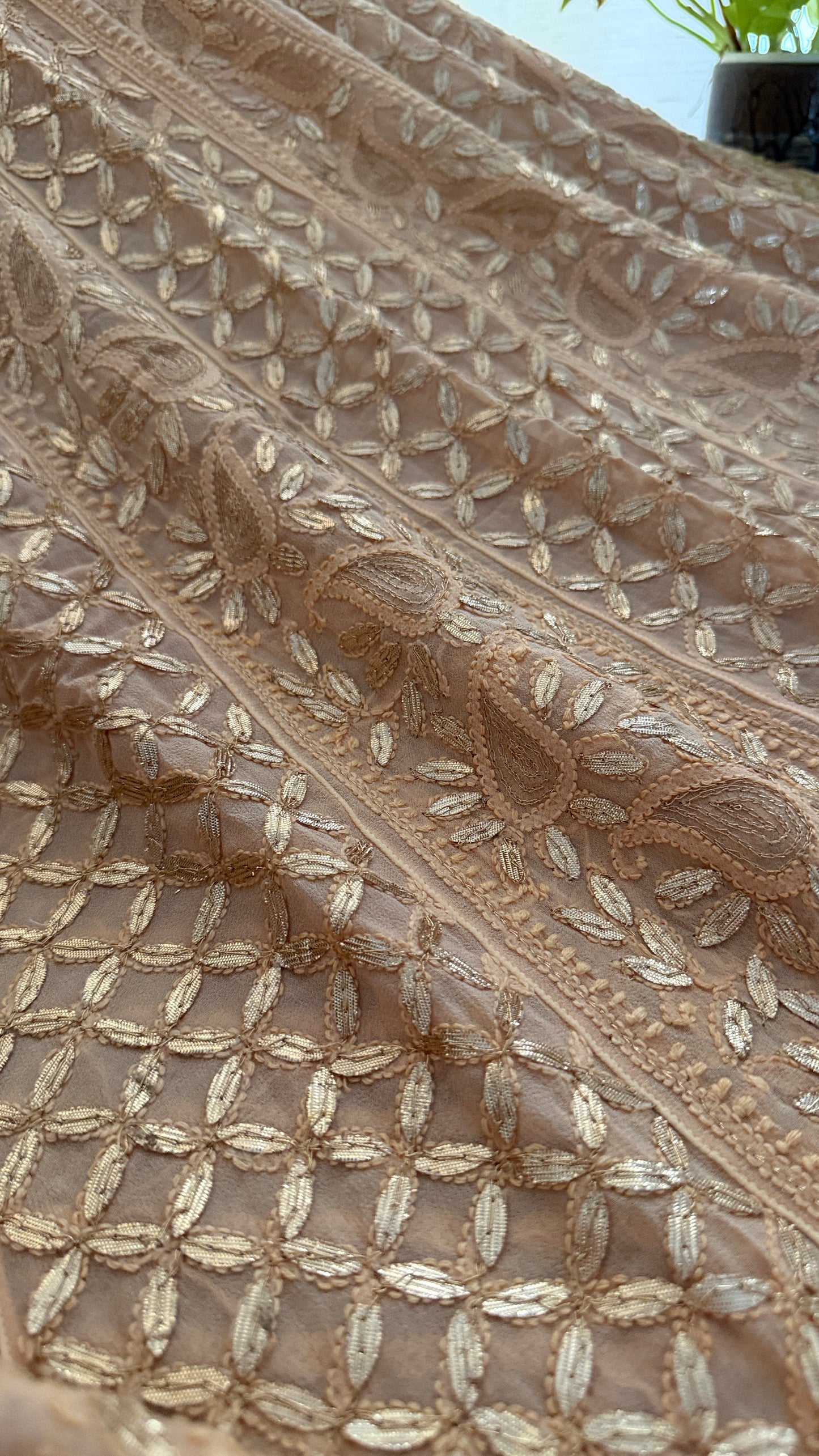 Rose Gold Gota Patti Chikankari Anarkali Suit (Anarkali And Dupatta)