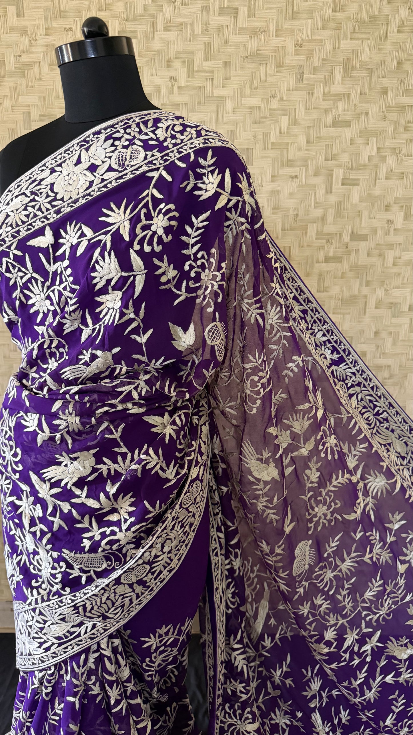 Designer Purple Parsi Gara Saree