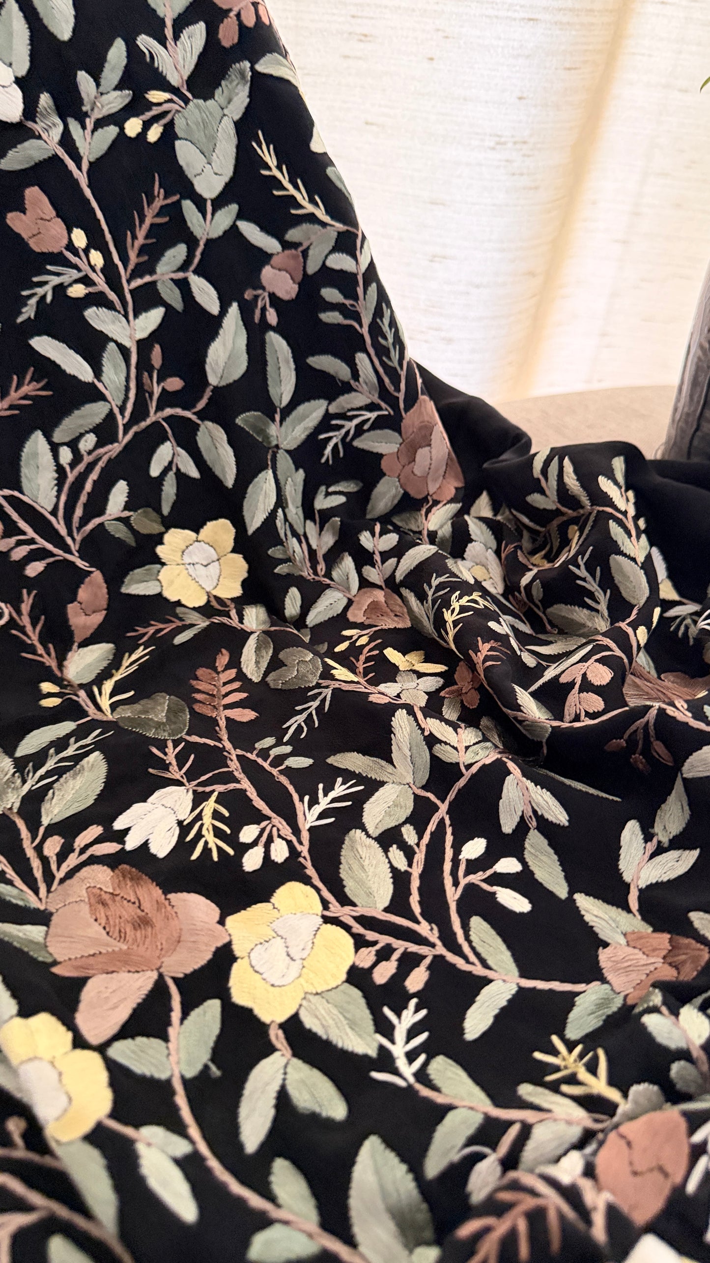Designer Floral Parsi Gara Suit (Three Piece)