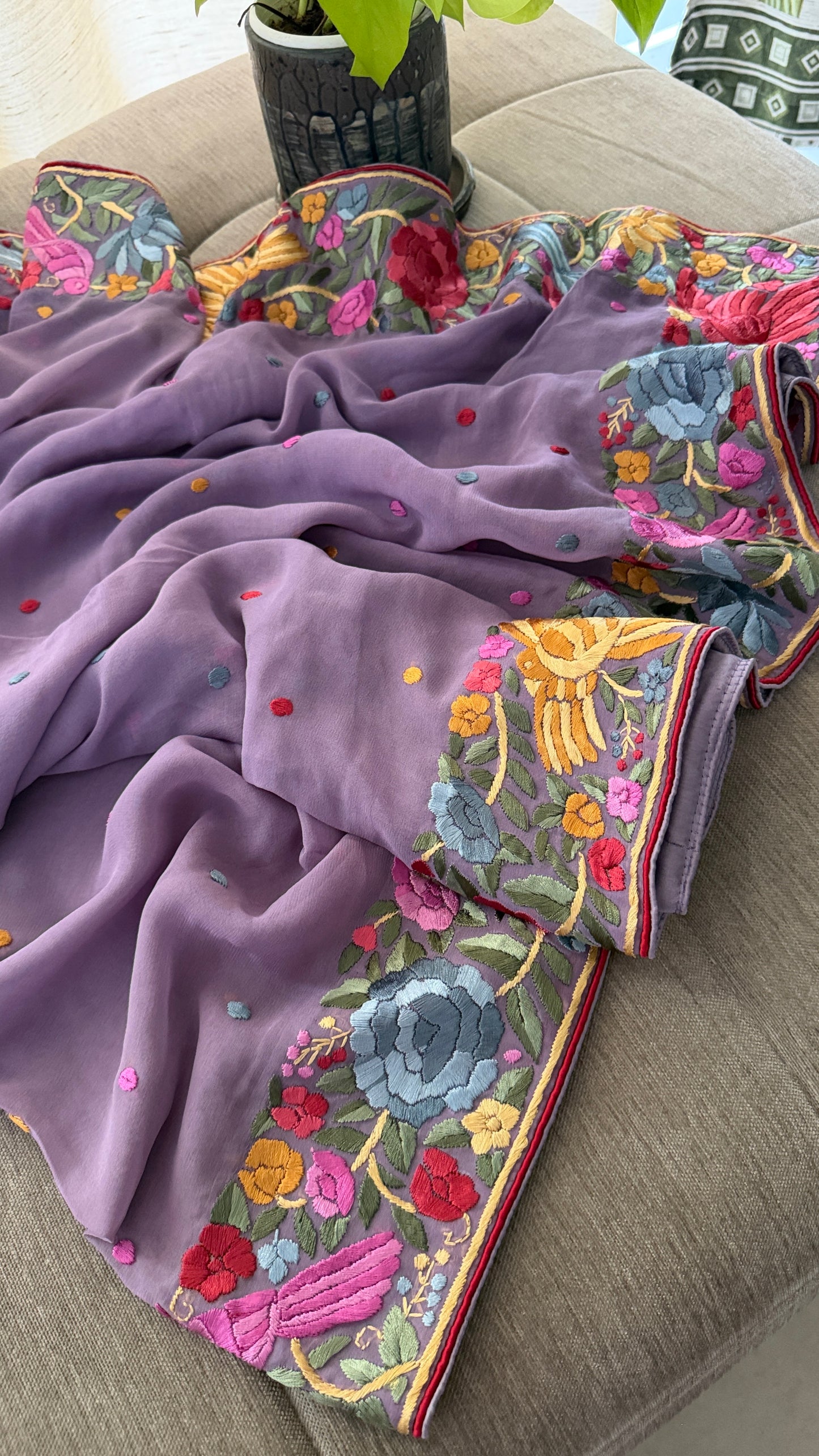 Dusty Purple Parsi Gara Dupatta