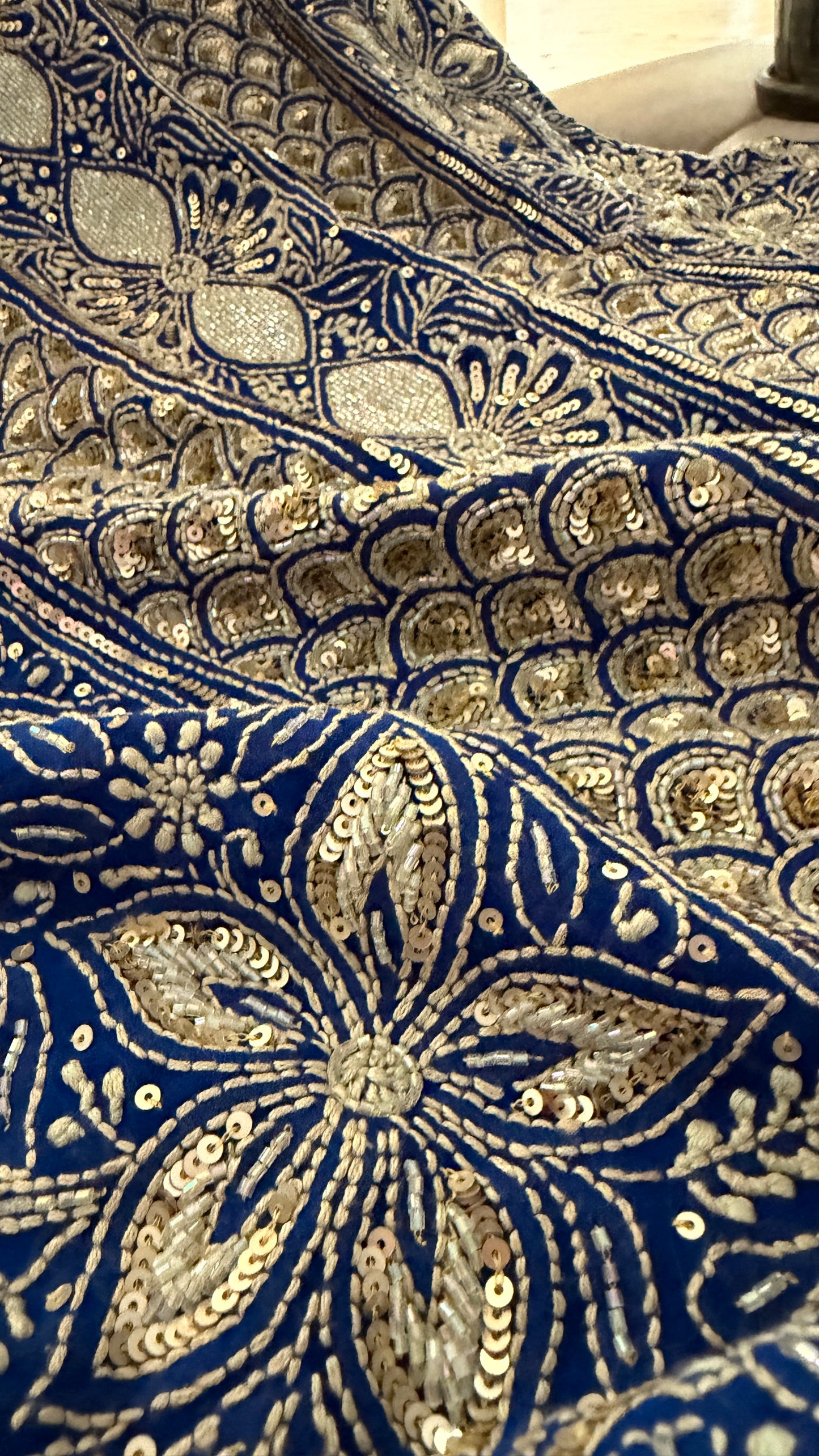 Royal Blue Embellished Chikankari Suit for Women